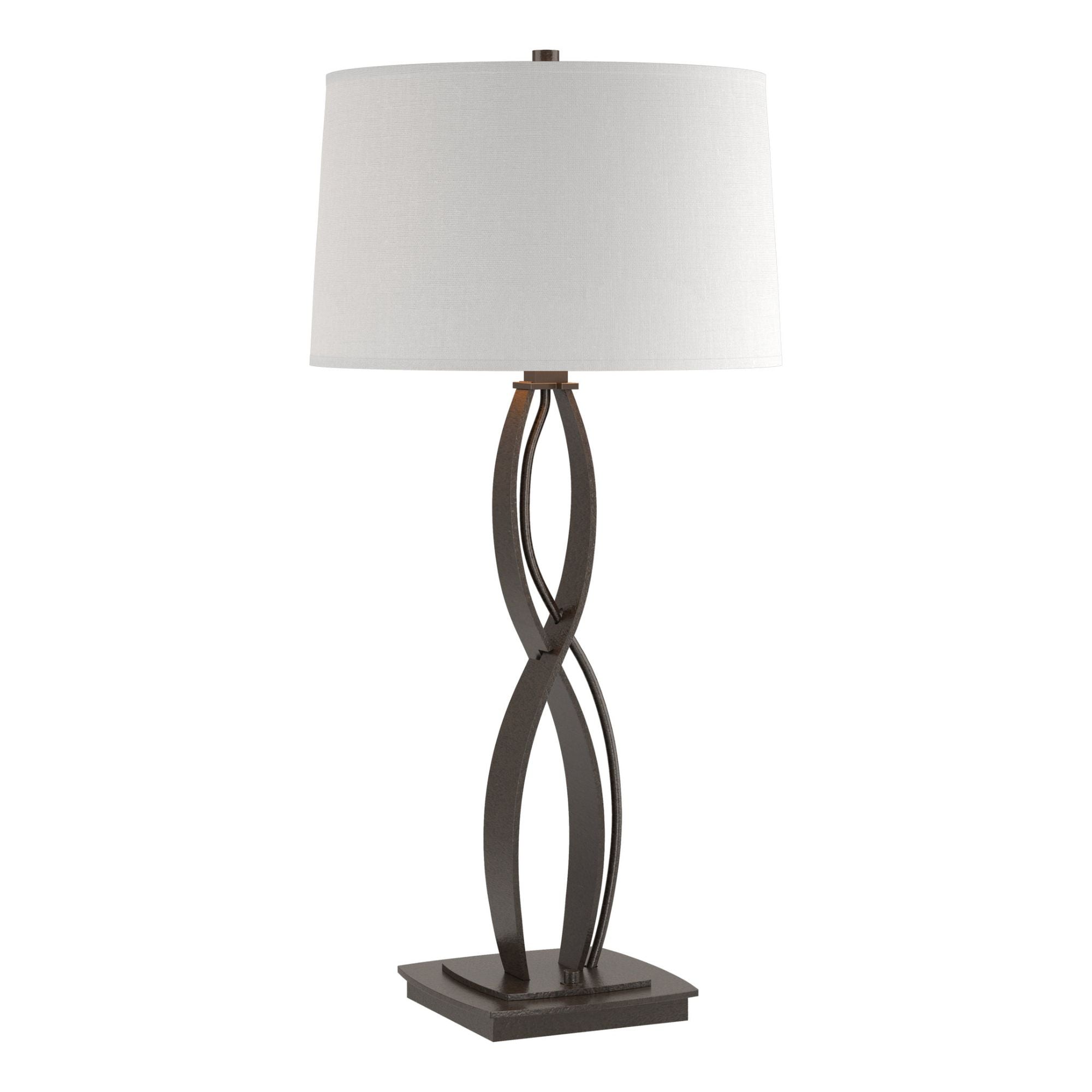 Almost Infinity Tall Table Lamp 1-Light Natural Anna Shade (SF) in Oil Rubbed Bronze - Dimmer on Base