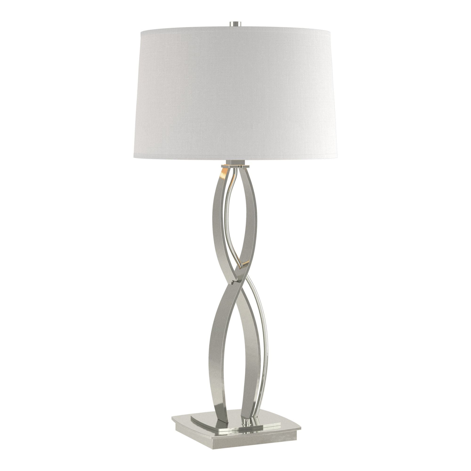 Almost Infinity Tall Table Lamp 1-Light Natural Anna Shade (SF) in Sterling - Dimmer on Base