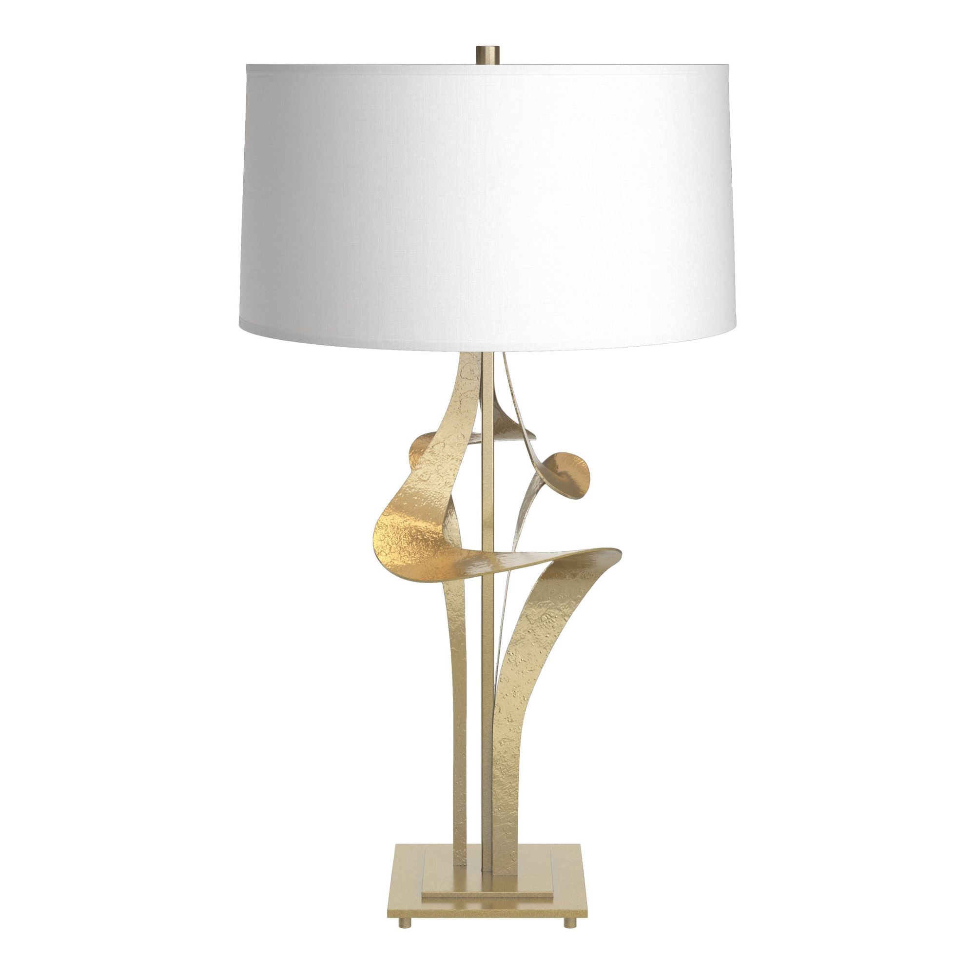 Antasia Table Lamp 1-Light Natural Anna Shade (SF) in Modern Brass - Dimmer on Socket