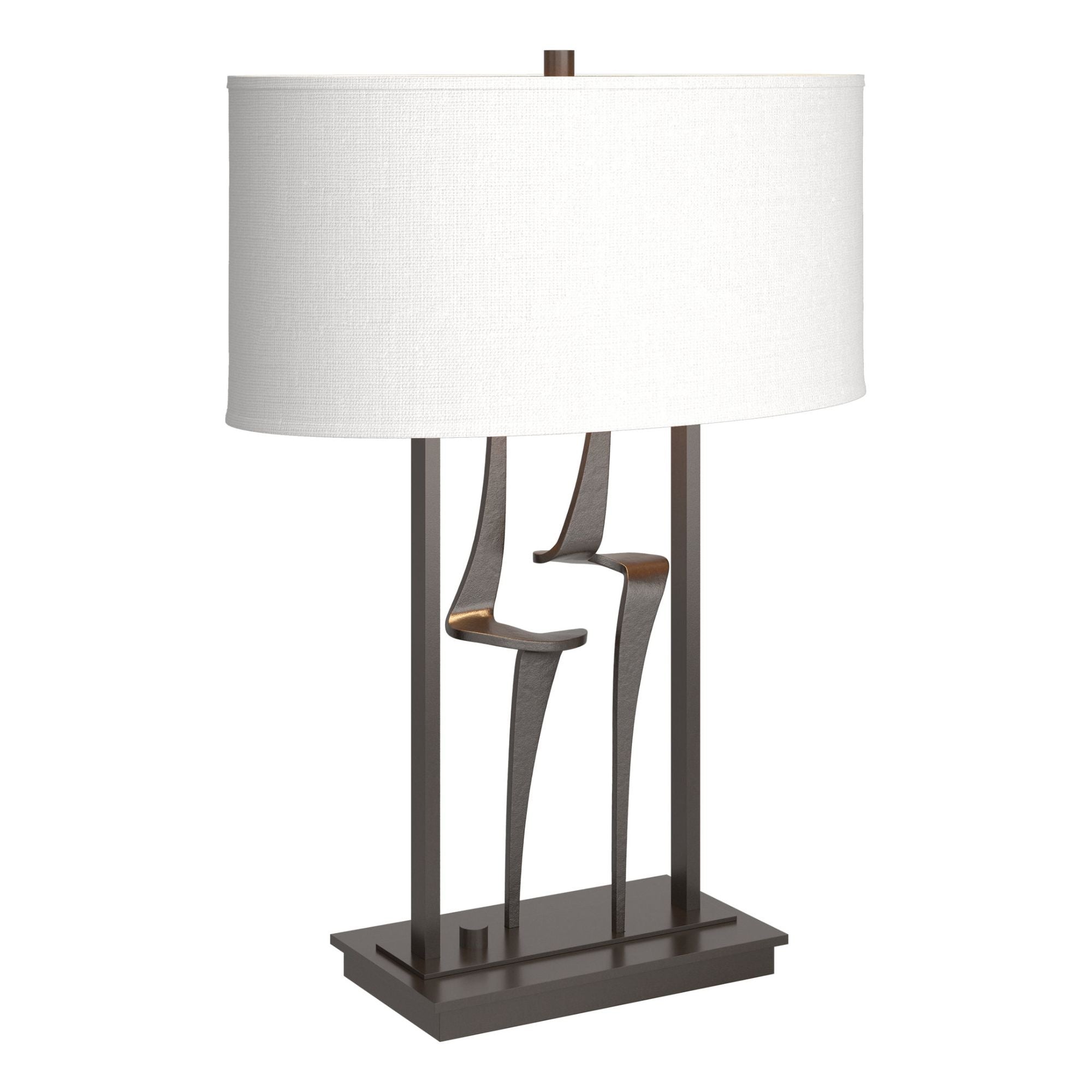 Antasia Table Lamp 1-Light Natural Anna Shade (SF) in Oil Rubbed Bronze - Dimmer on Base