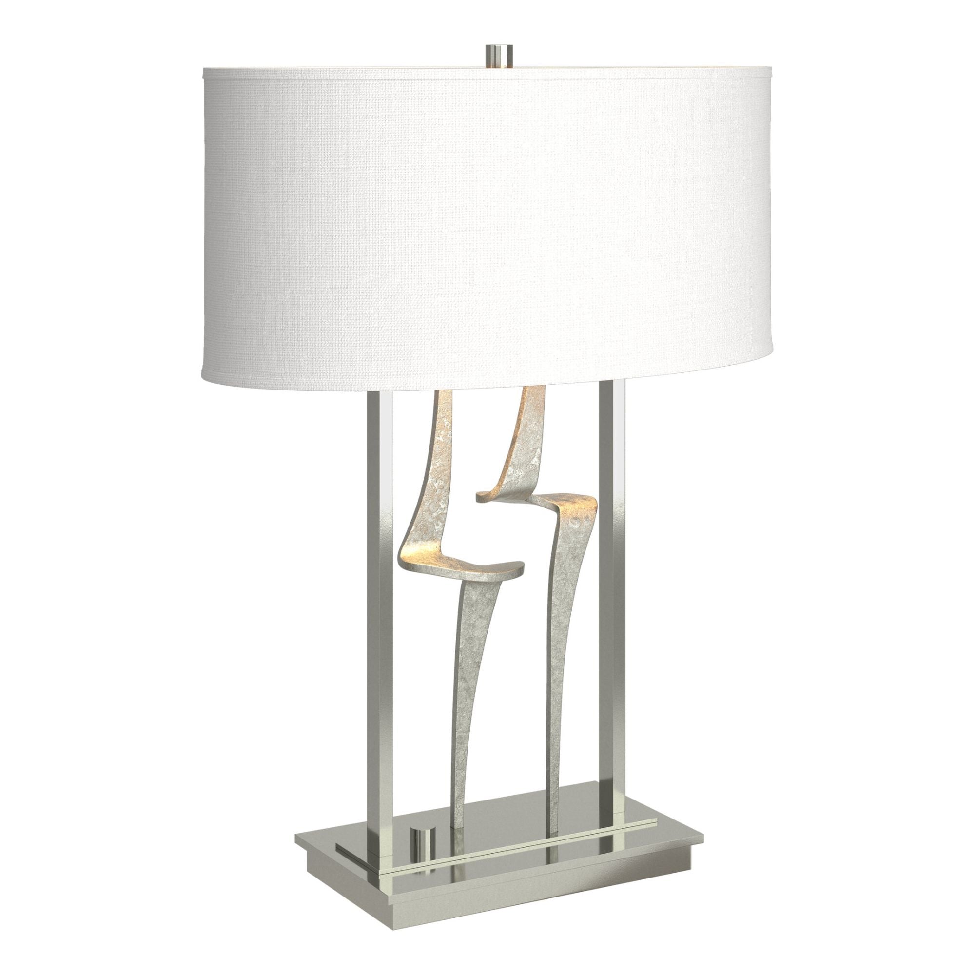Antasia Table Lamp 1-Light Natural Anna Shade (SF) in Sterling - Dimmer on Base