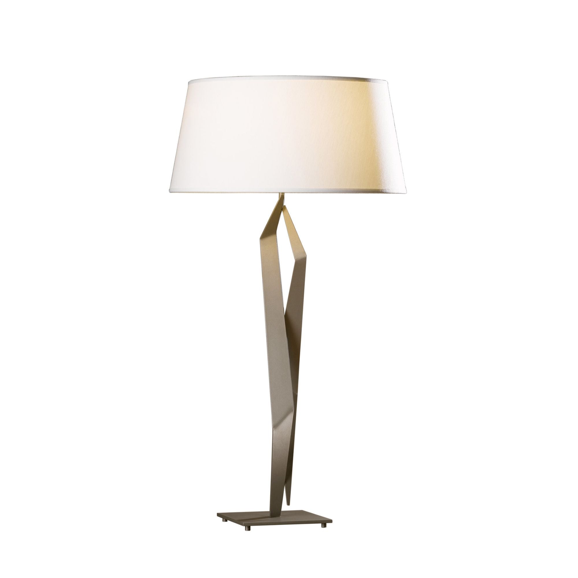 Facet Table Lamp 1-Light Natural Anna Shade (SF) in Dark Smoke - Dimmer on Socket