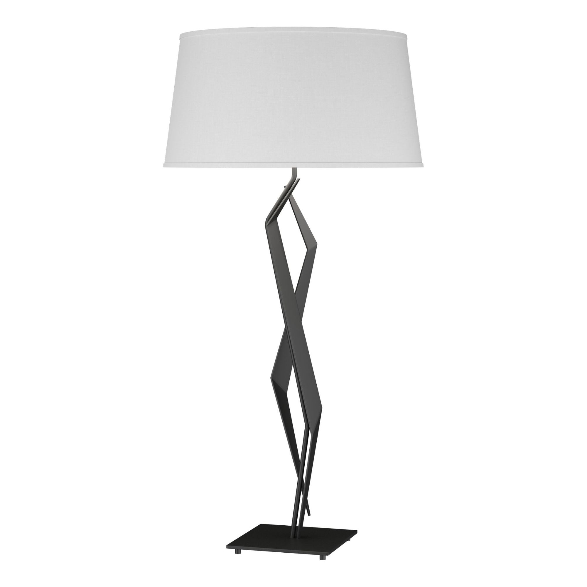 Facet Table Lamp 1-Light Natural Anna Shade (SF) in Black - Dimmer on Socket