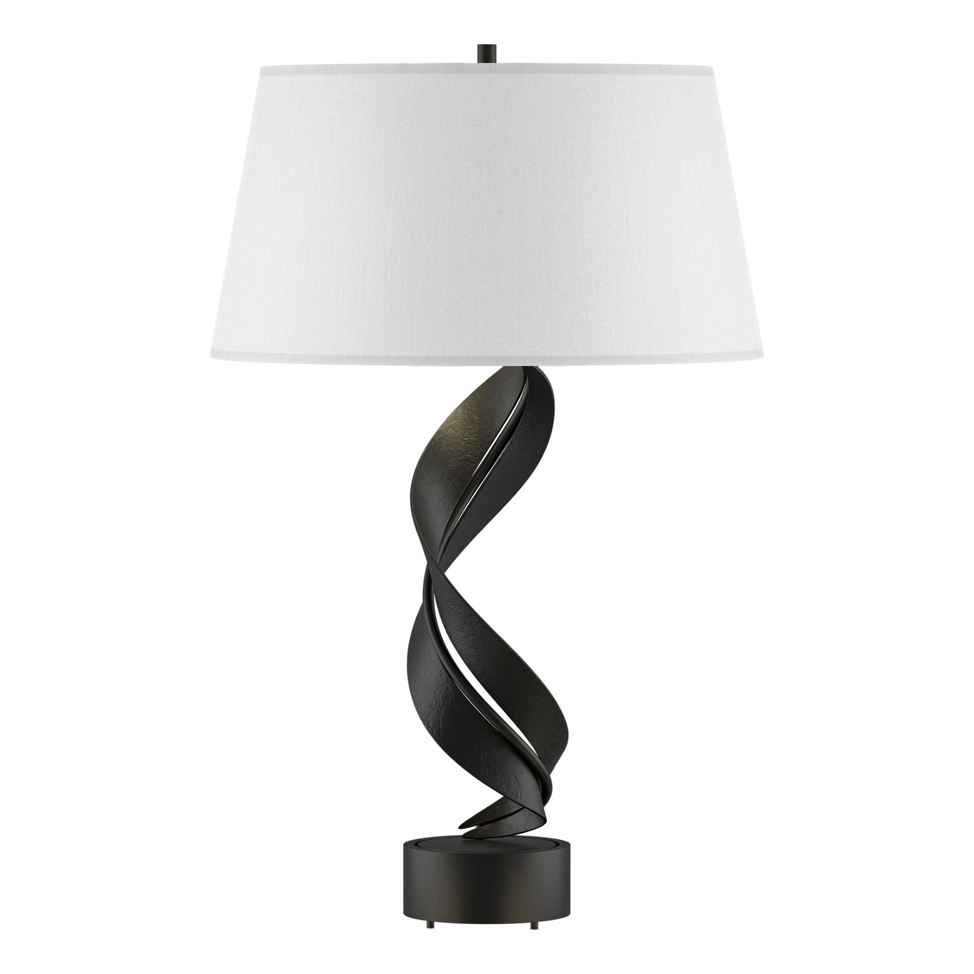 Folio Table Lamp 1-Light Natural Anna Shade (SF) in Black - Dimmer on Socket