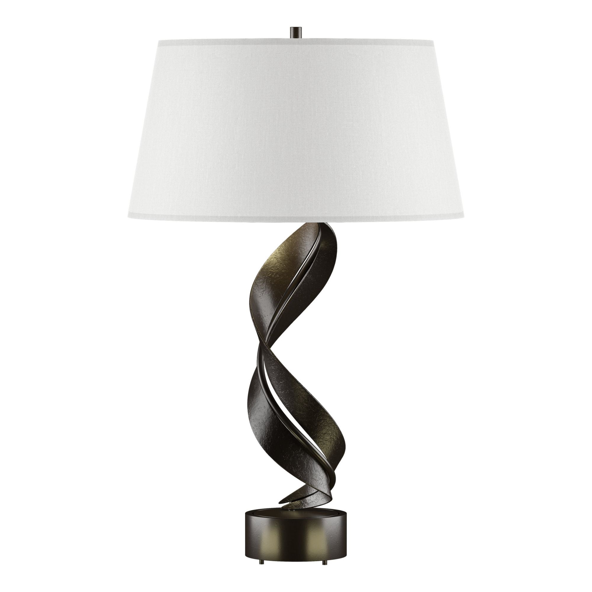 Folio Table Lamp 1-Light Natural Anna Shade (SF) in Oil Rubbed Bronze - Dimmer on Socket