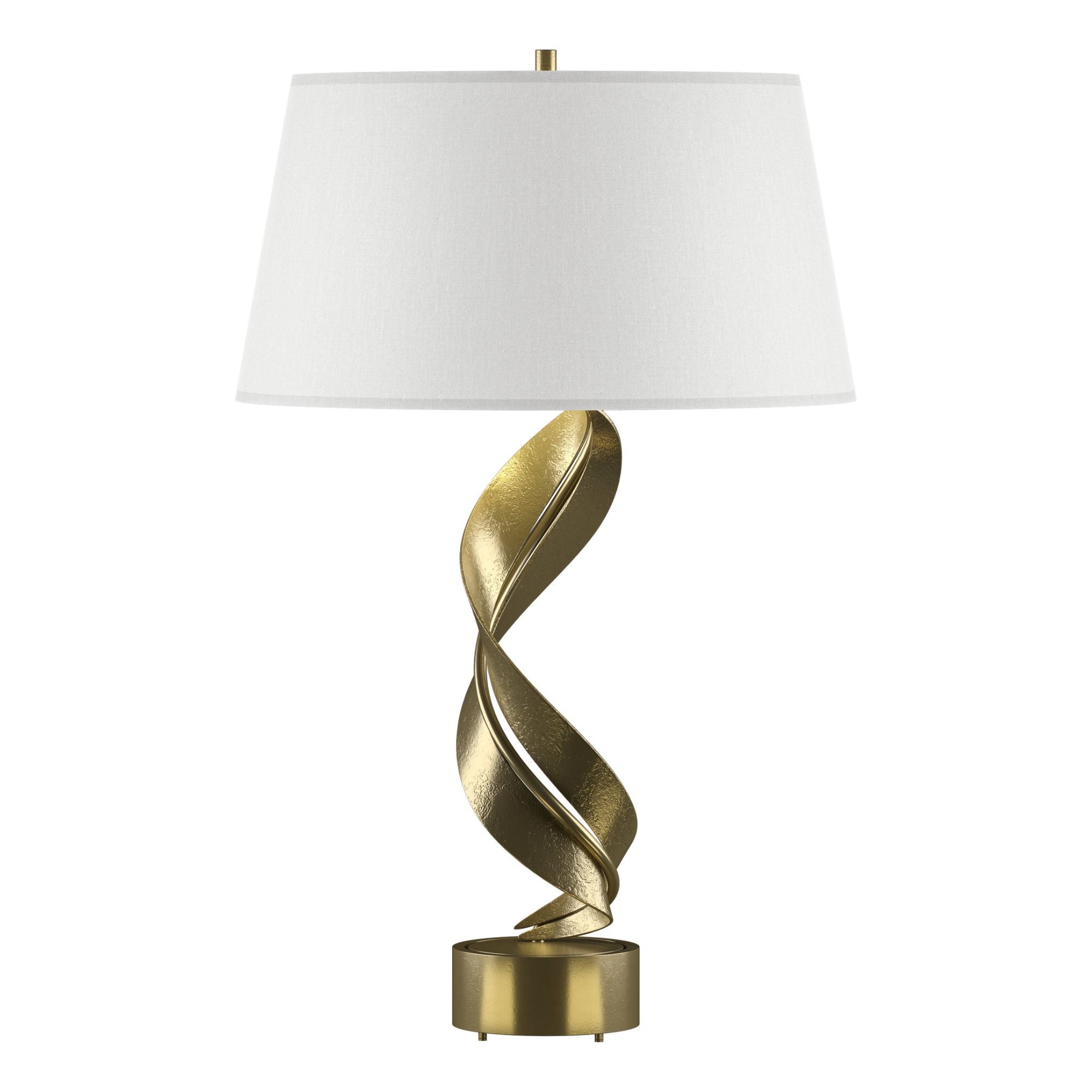 Folio Table Lamp 1-Light Natural Anna Shade (SF) in Modern Brass - Dimmer on Socket