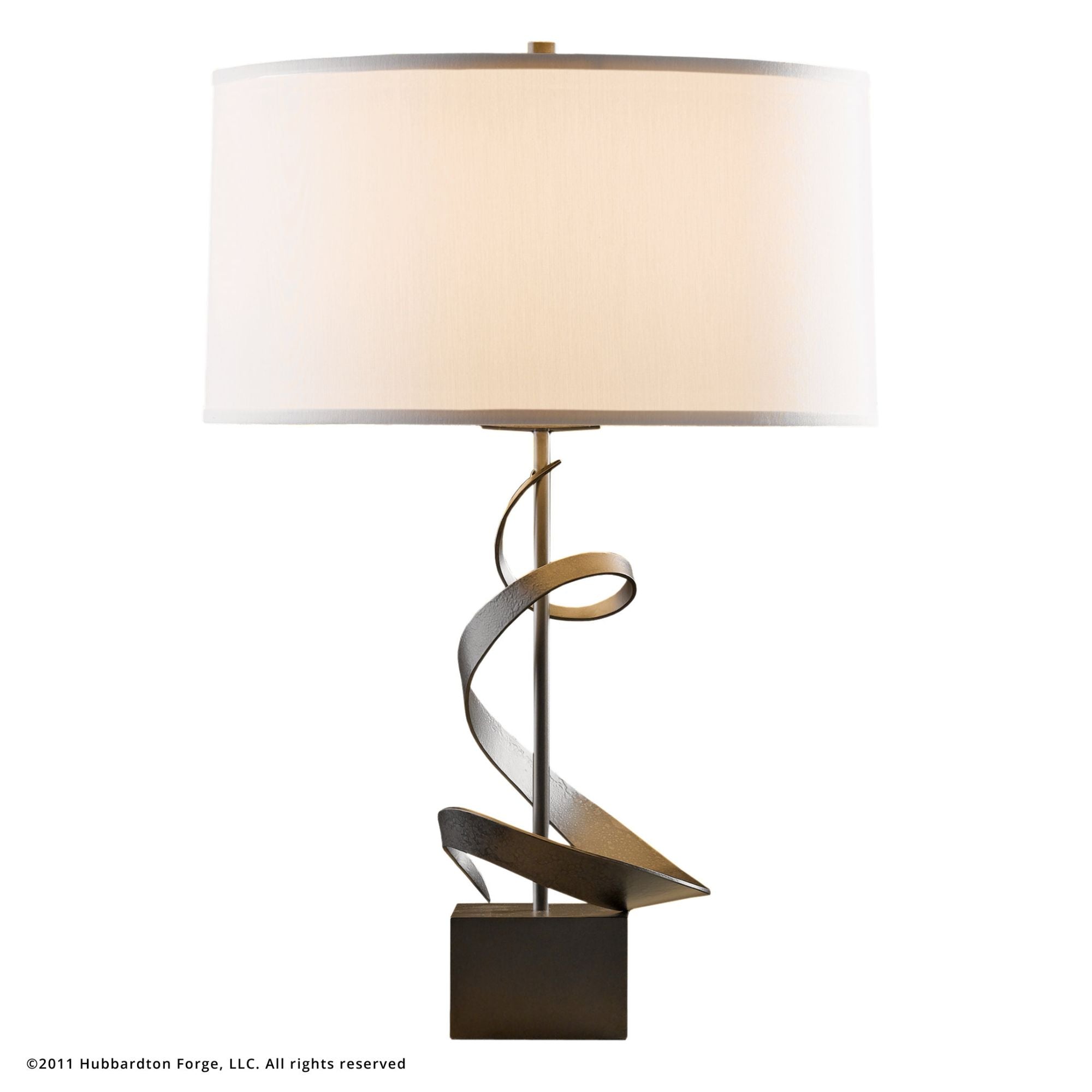 Gallery Spiral Table Lamp 1-Light Natural Anna Shade (SF) in Dark Smoke - Dimmer on Socket