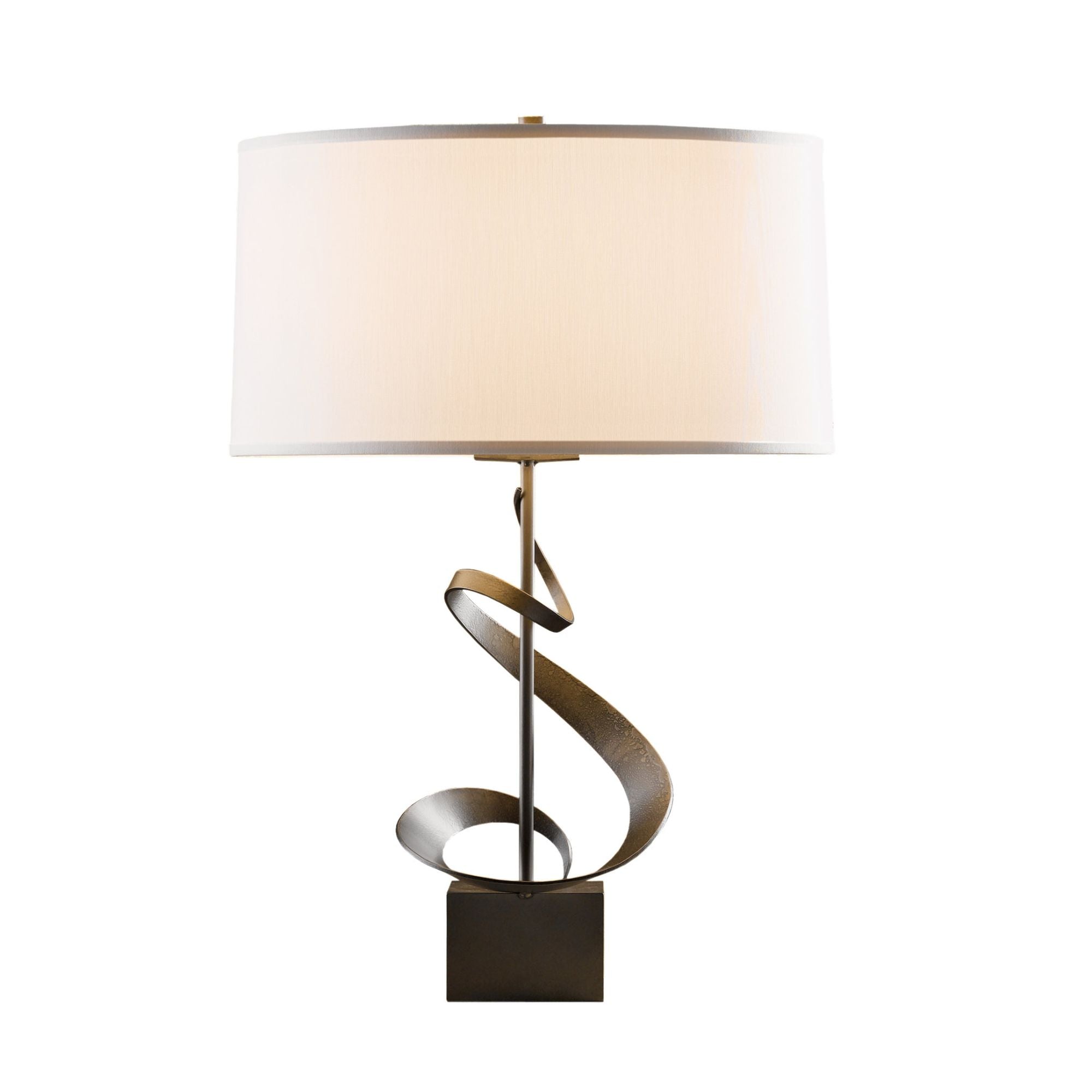 Gallery Spiral Table Lamp 1-Light Natural Anna Shade (SF) in Dark Smoke - Dimmer on Socket