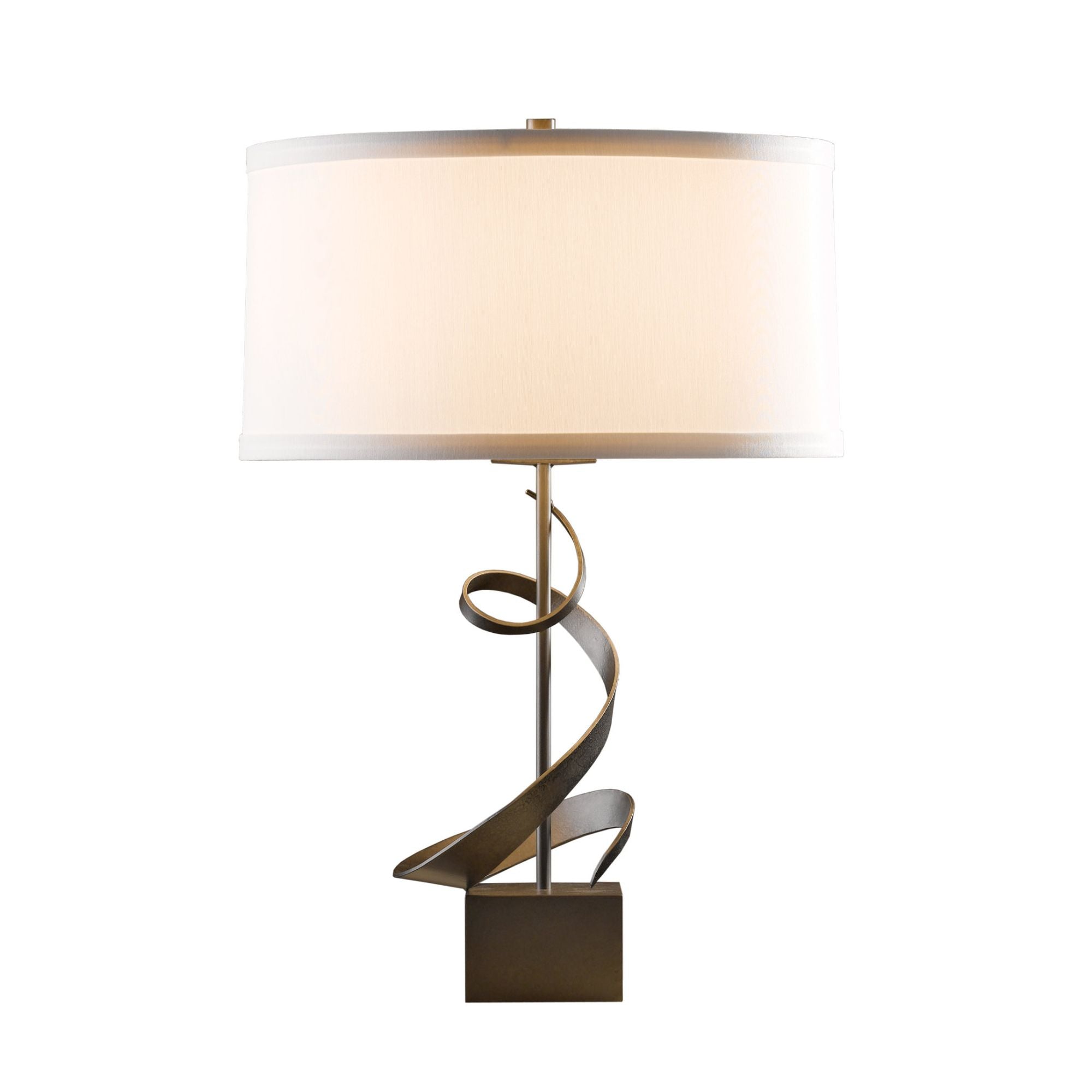 Gallery Spiral Table Lamp 1-Light Natural Anna Shade (SF) in Dark Smoke - Dimmer on Socket