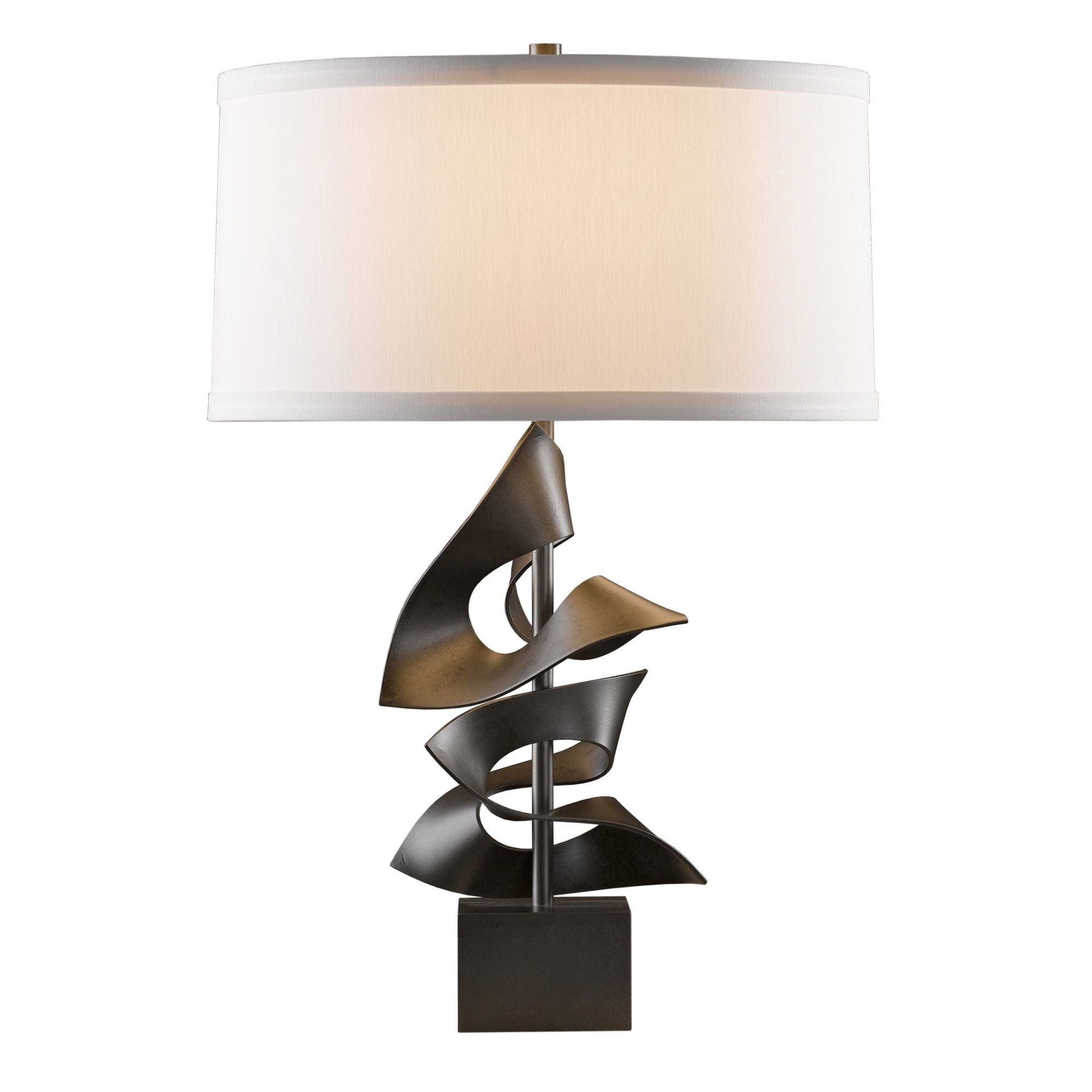 Gallery Twofold Table Lamp 1-Light Natural Anna Shade (SF) in Dark Smoke - Dimmer on Socket