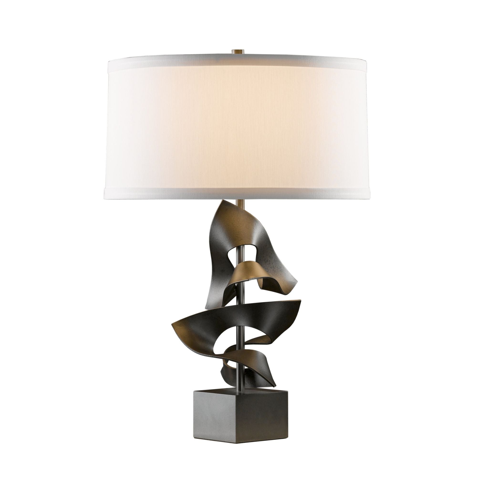 Gallery Twofold Table Lamp 1-Light Natural Anna Shade (SF) in Dark Smoke - Dimmer on Socket