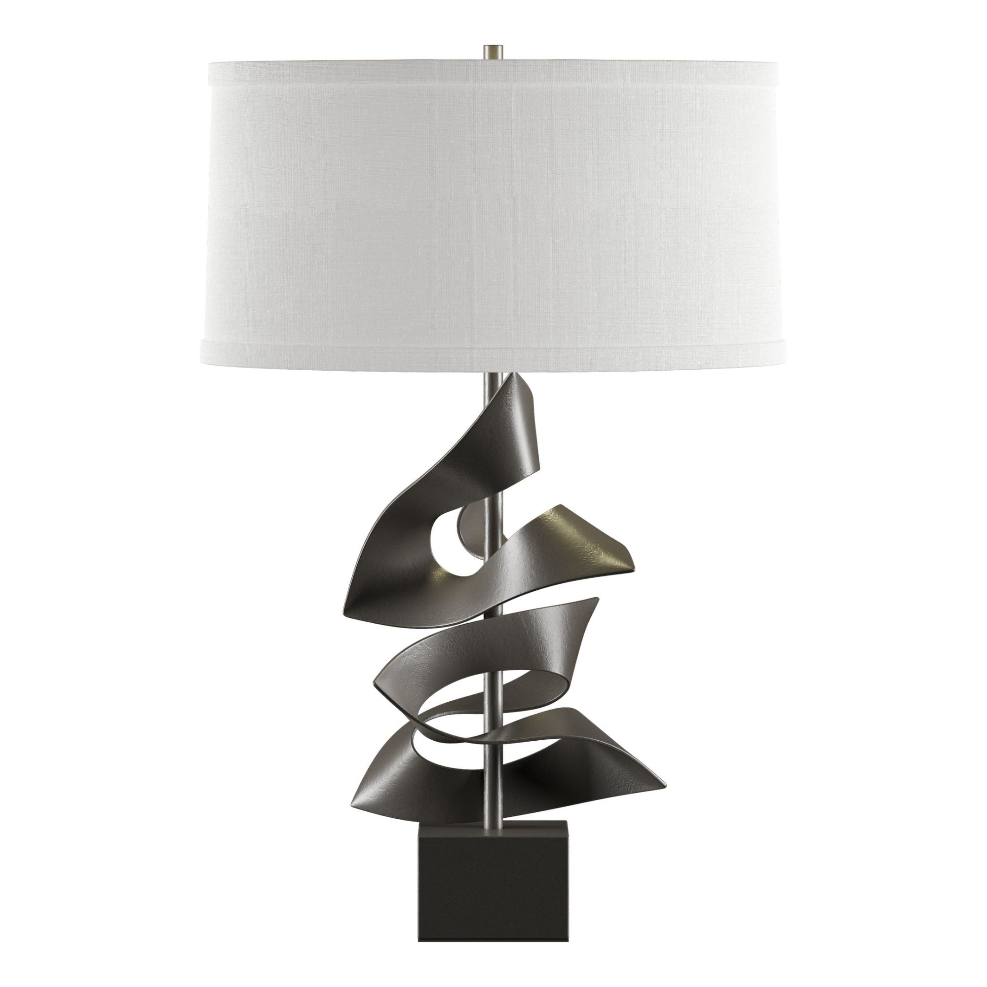 Gallery Twofold Table Lamp 1-Light Natural Anna Shade (SF) in Dark Smoke - Dimmer on Socket