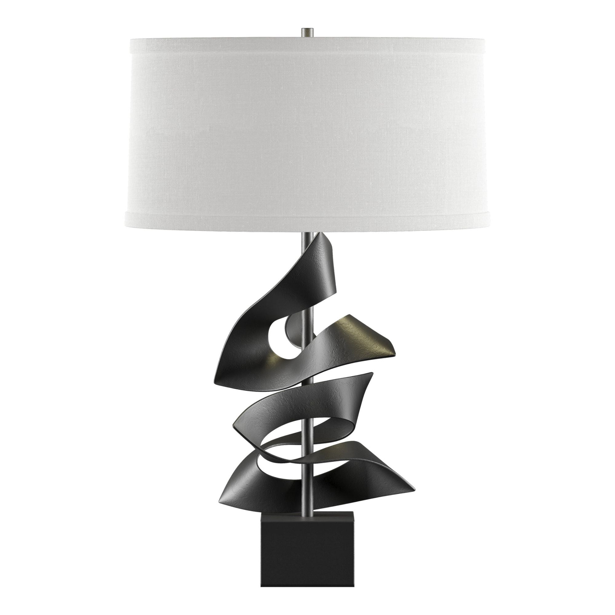 Gallery Twofold Table Lamp 1-Light Natural Anna Shade (SF) in Black - Dimmer on Socket