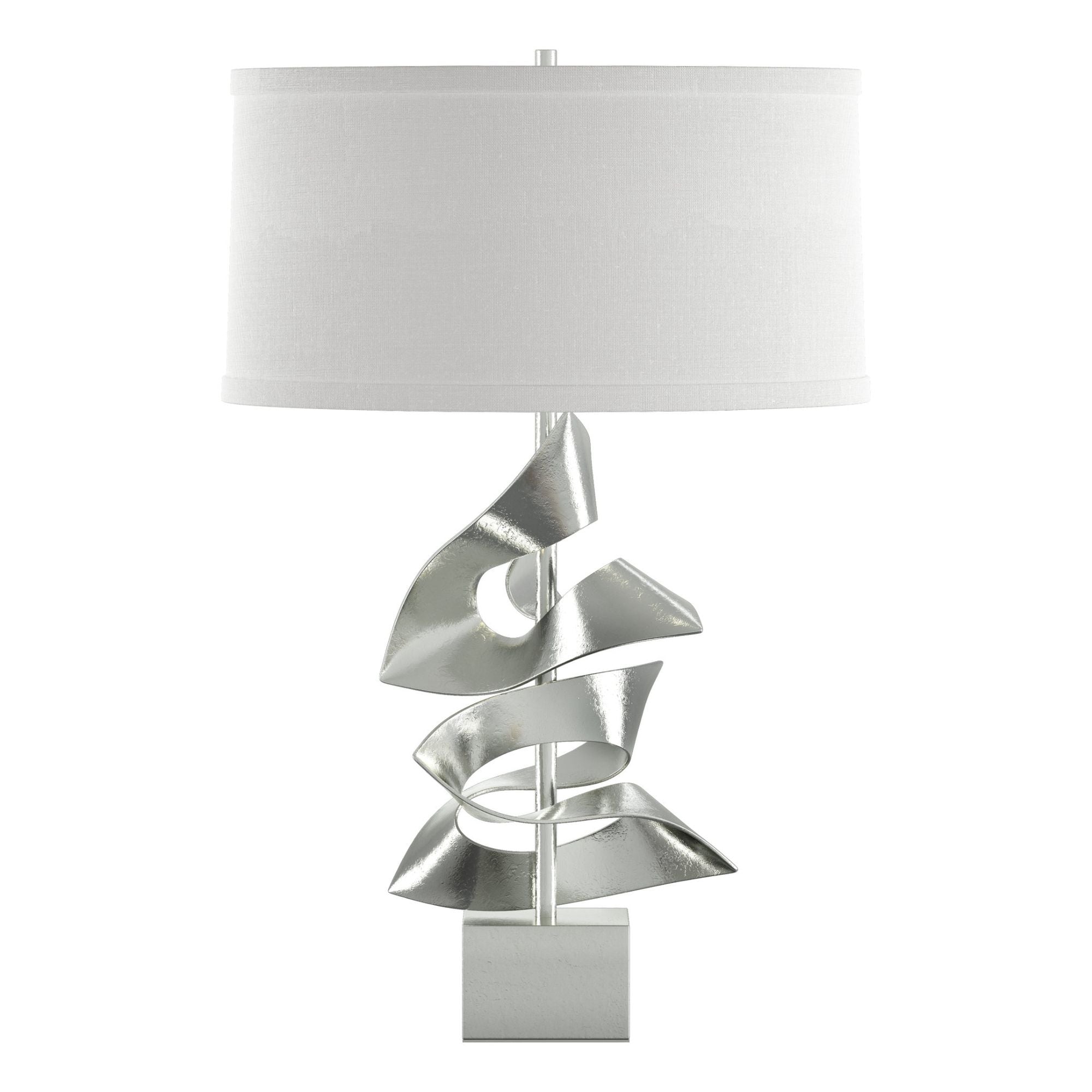 Gallery Twofold Table Lamp 1-Light Natural Anna Shade (SF) in Sterling - Dimmer on Socket