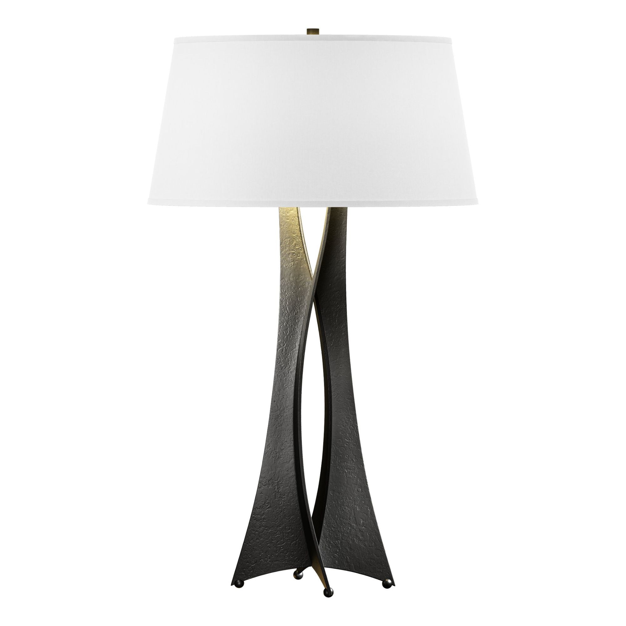 Moreau Tall Table Lamp 1-Light Natural Anna Shade (SF) in Black - Dimmer on Socket
