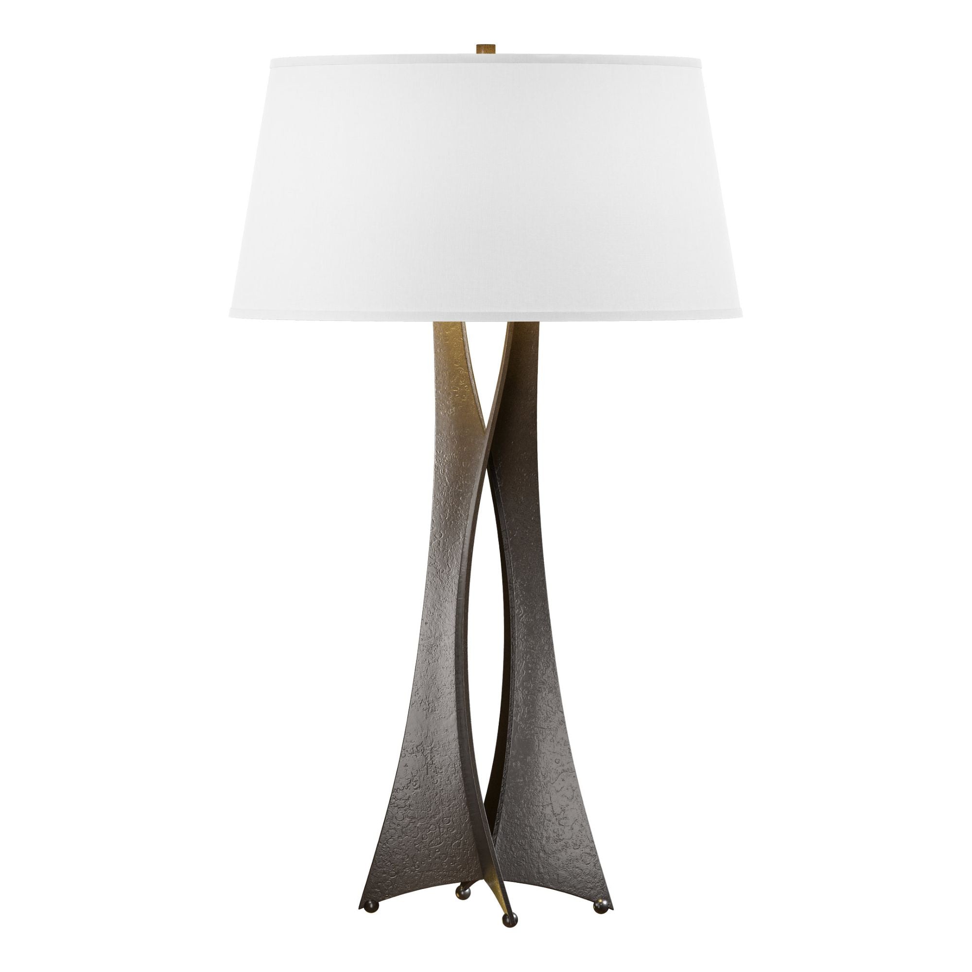 Moreau Tall Table Lamp 1-Light Natural Anna Shade (SF) in Oil Rubbed Bronze - Dimmer on Socket