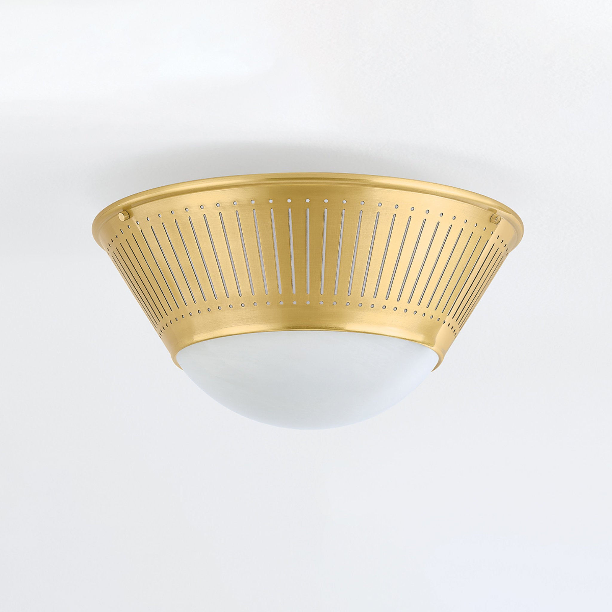 Elsmere 1-Light Flush Mount in Aged Brass 14.25W x 8H