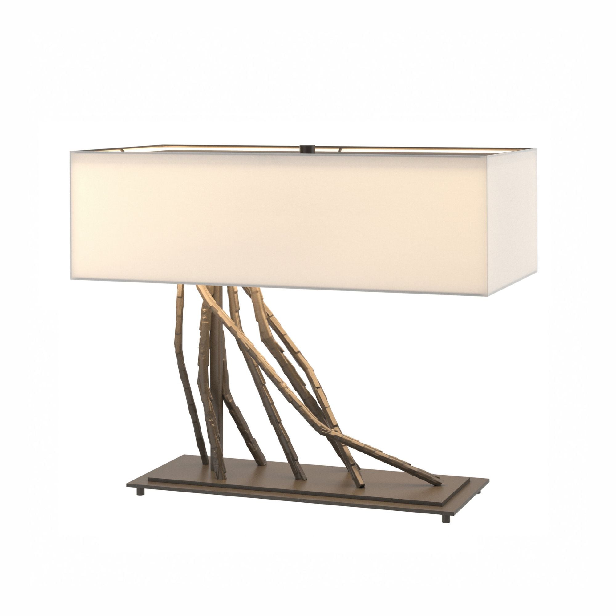 Brindille Table Lamp 2-Light Natural Anna Shade (SF) in Dark Smoke - Center Dimmer
