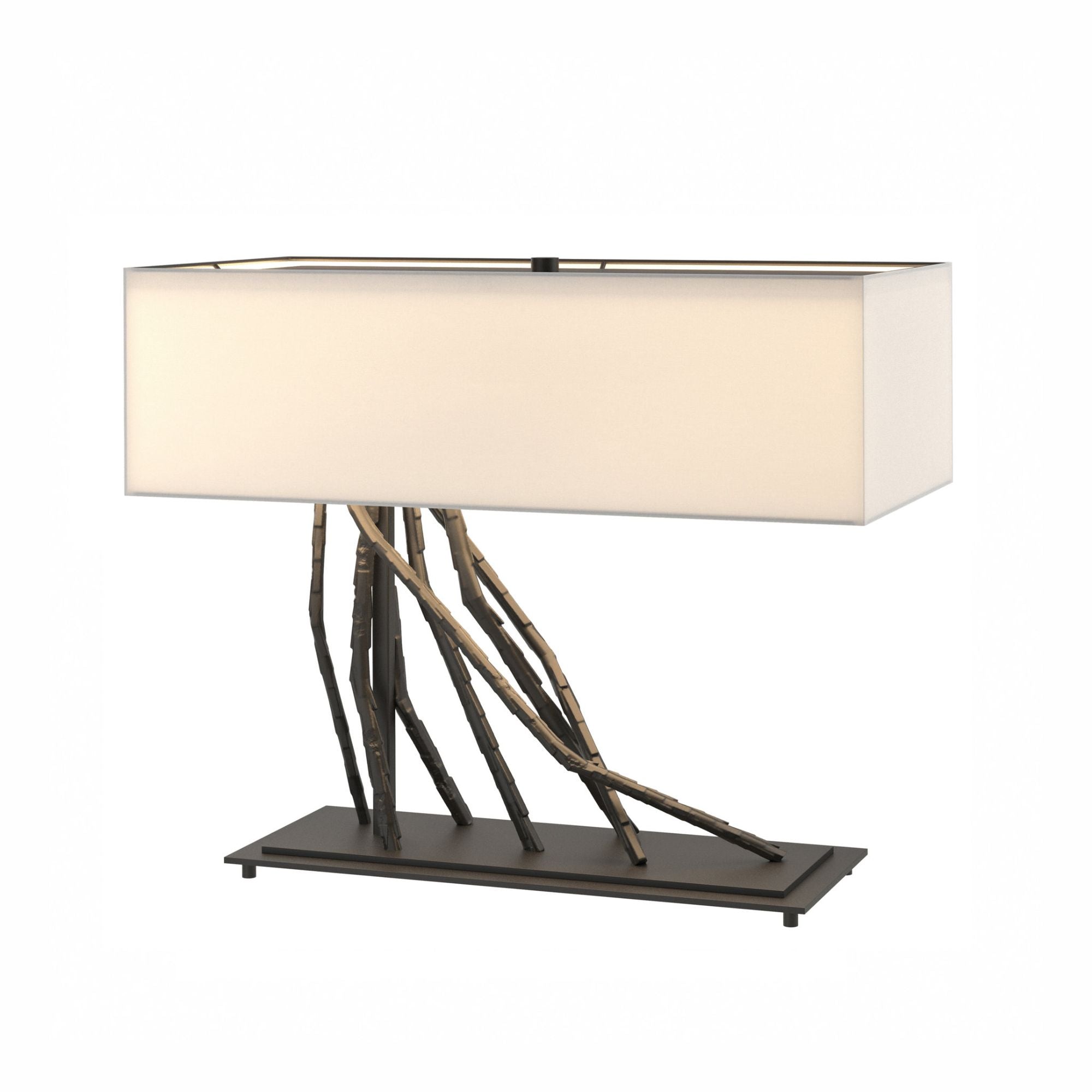 Brindille Table Lamp 2-Light Natural Anna Shade (SF) in Black - Center Dimmer