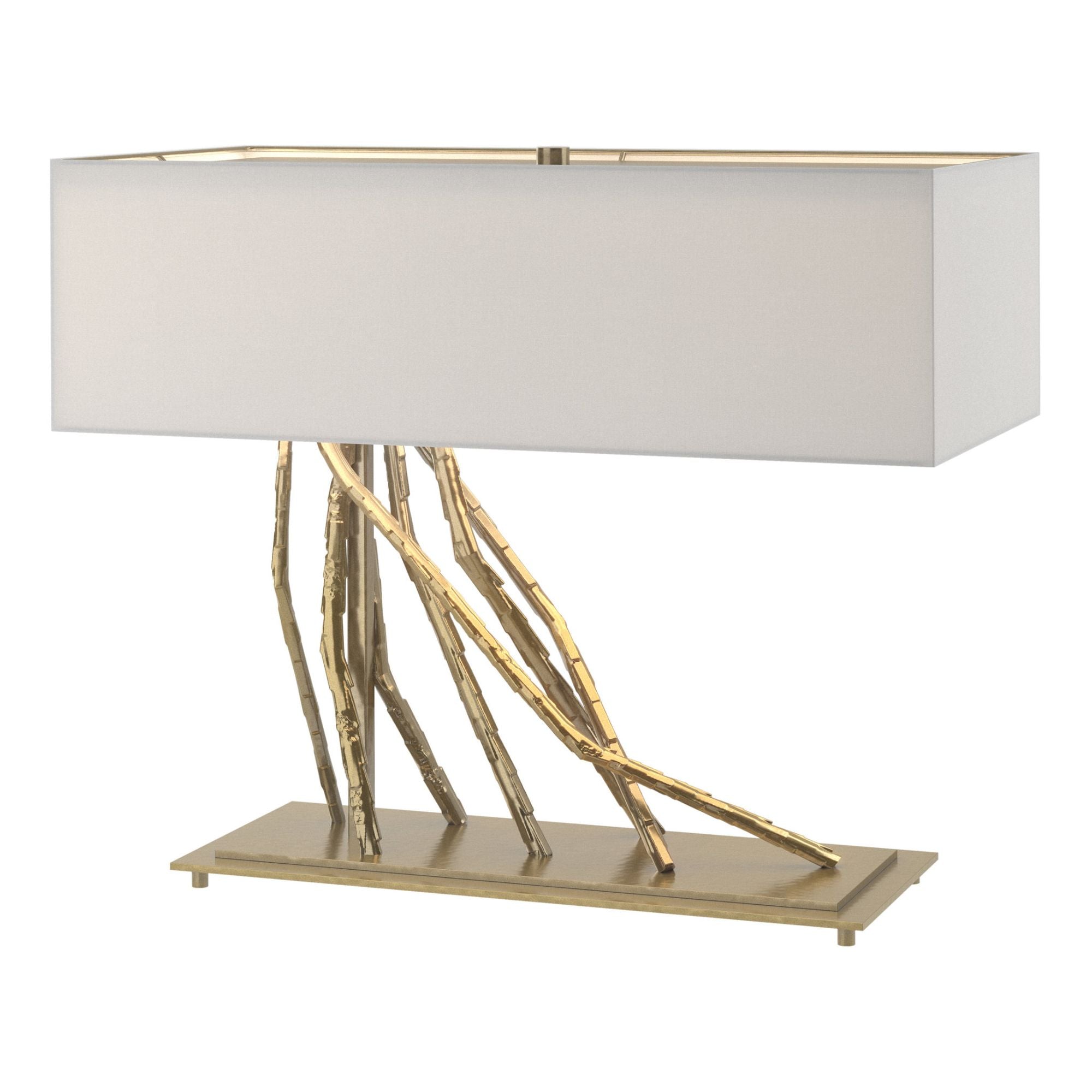 Brindille Table Lamp 2-Light Natural Anna Shade (SF) in Modern Brass - Center Dimmer