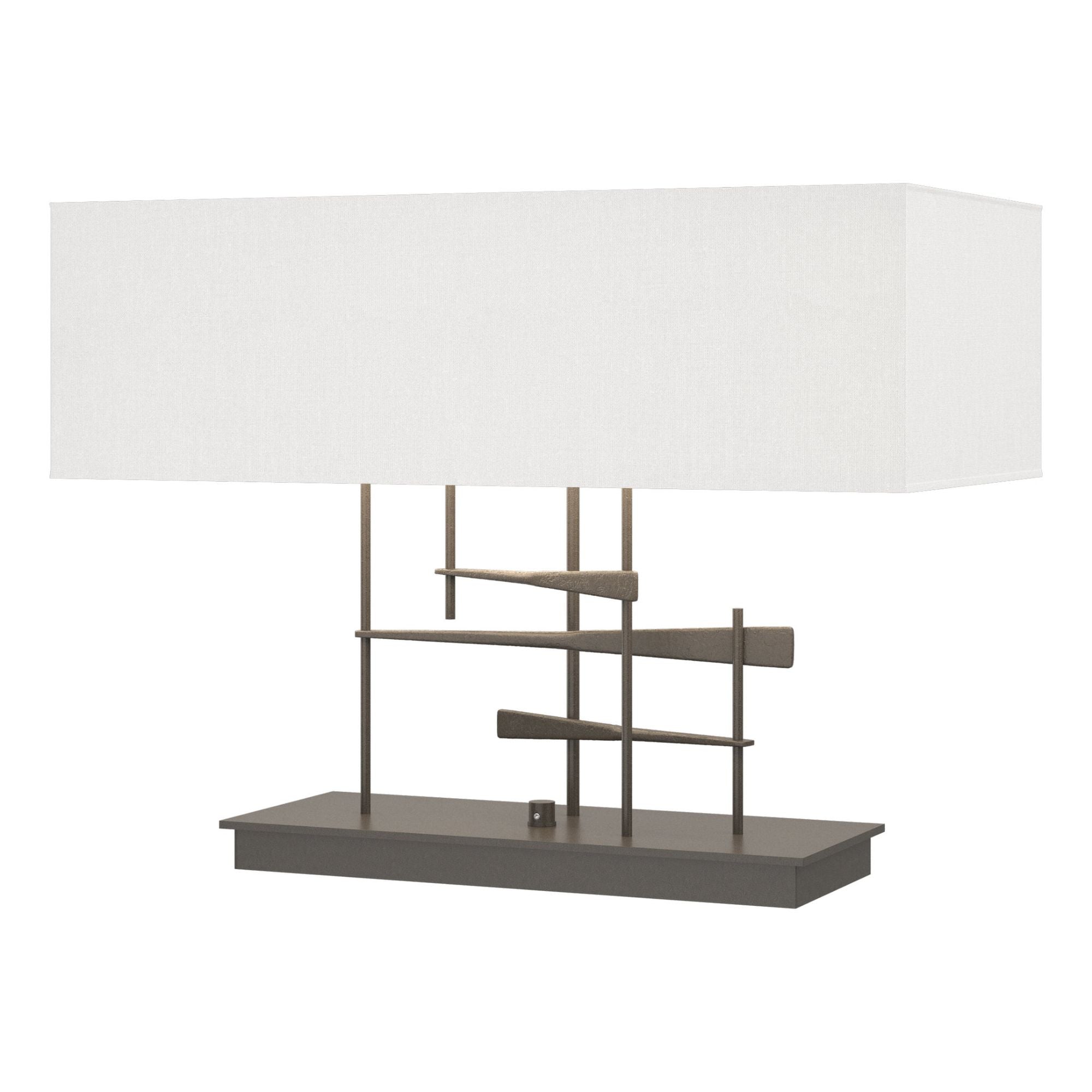 Cavaletti Table Lamp 2-Light Natural Anna Shade (SF) in Dark Smoke - Dimmer on Base