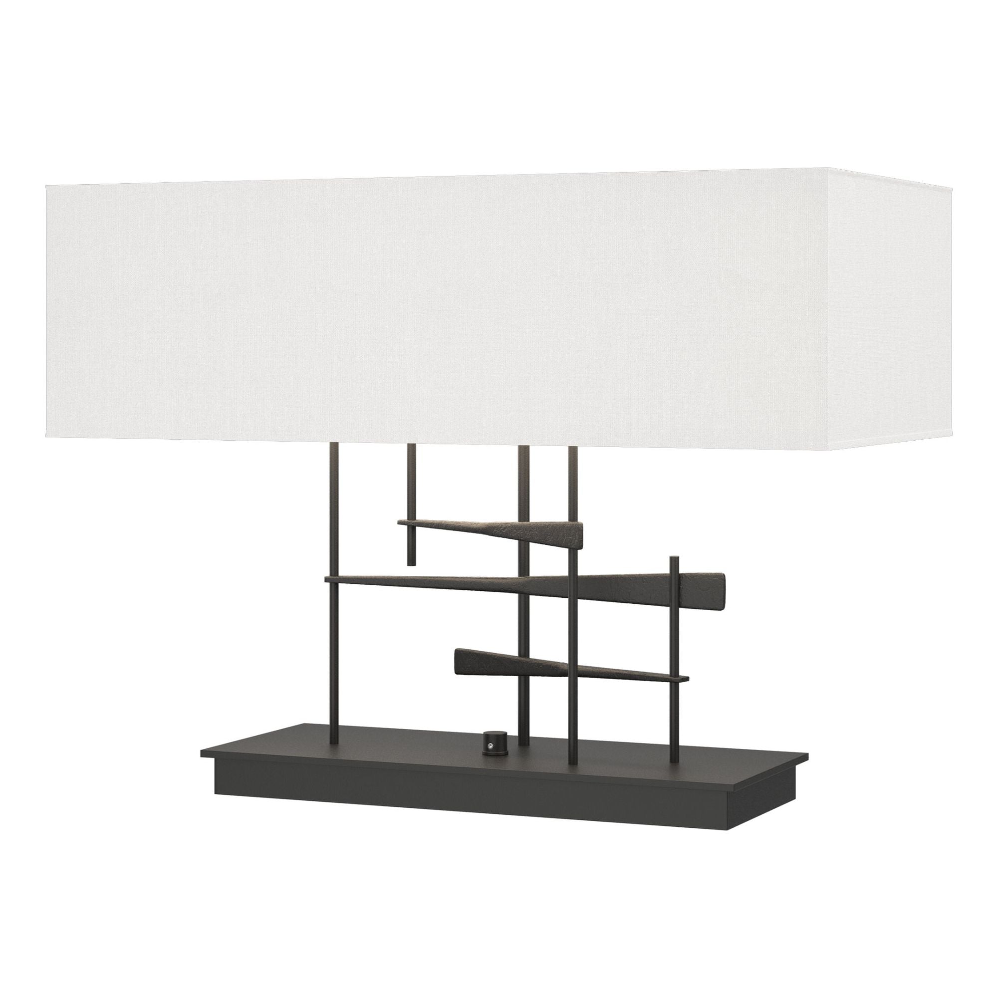 Cavaletti Table Lamp 2-Light Natural Anna Shade (SF) in Black - Dimmer on Base