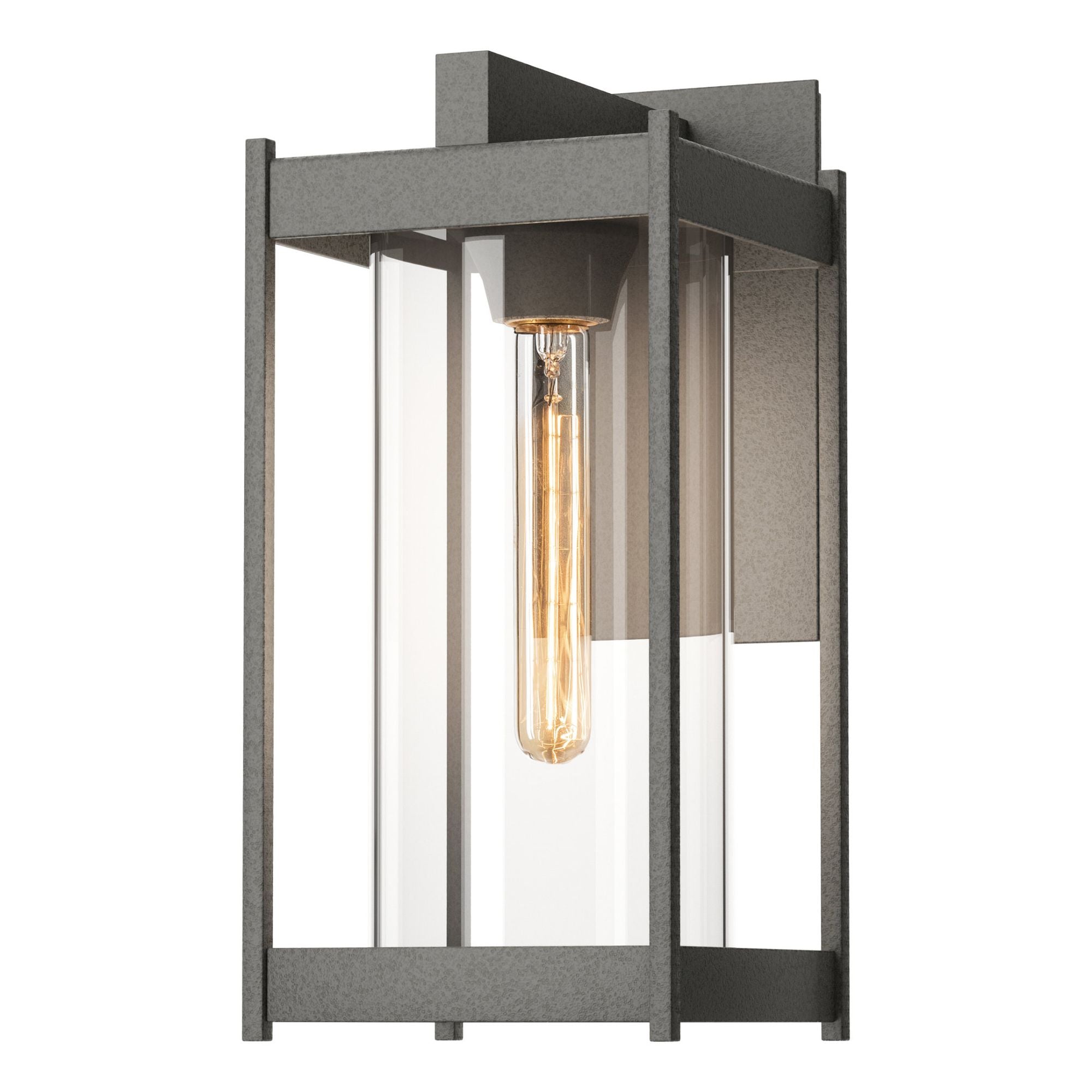 Cela Clear Glass Medium Outdoor Sconce 1-Light Clear Glass (ZM) in Coastal Natural Iron
