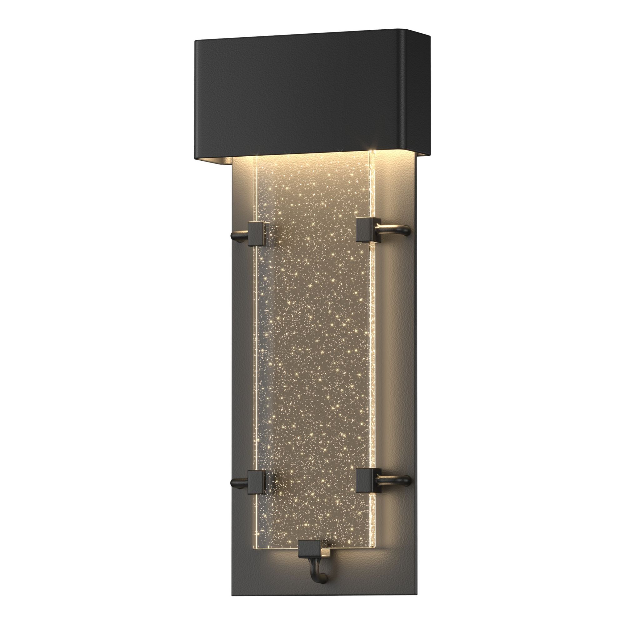 Ursa Small LED Outdoor Sconce LED Seeded Clear Glass (II) in Coastal Black