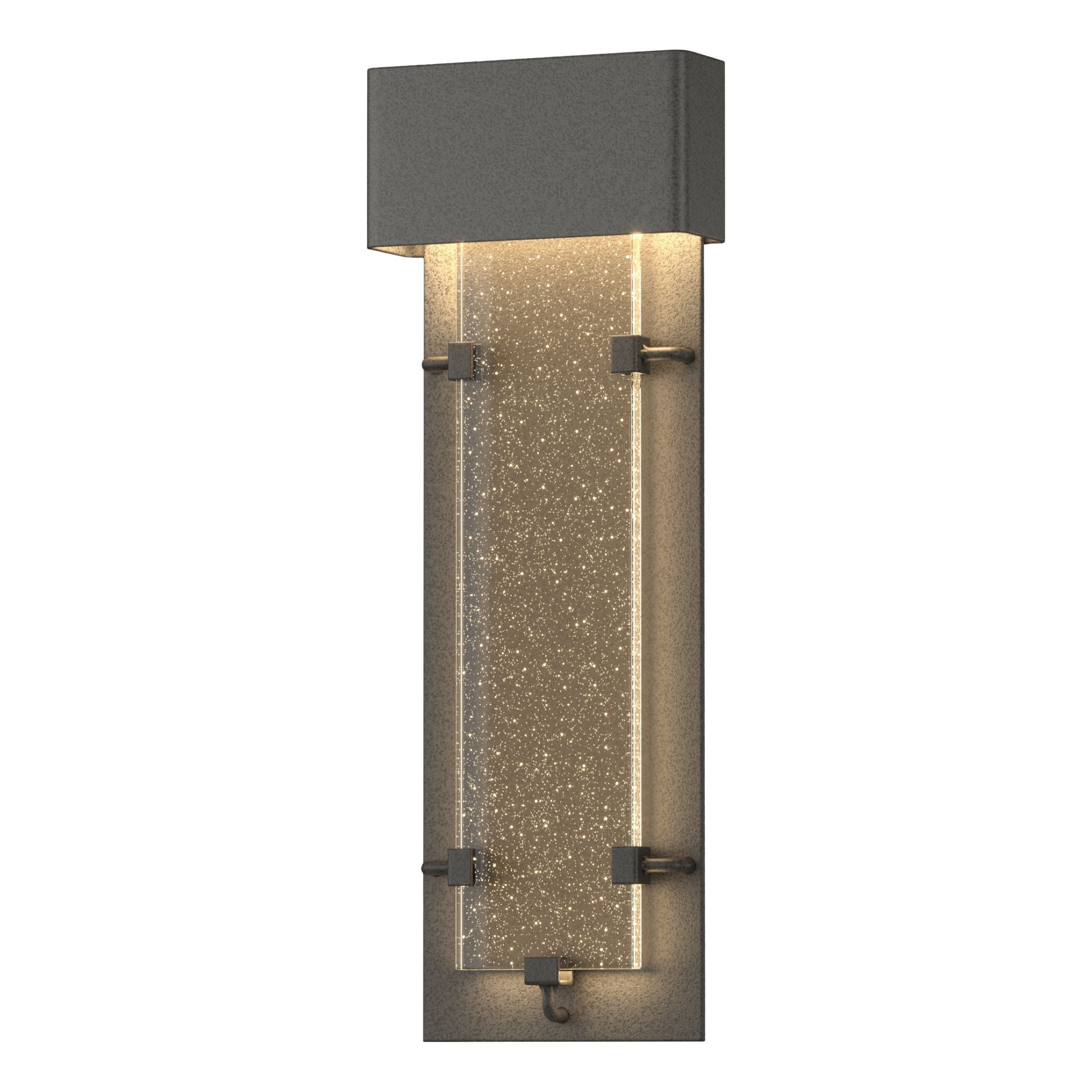 Ursa Large LED Outdoor Sconce LED Seeded Clear Glass (II) in Coastal Natural Iron