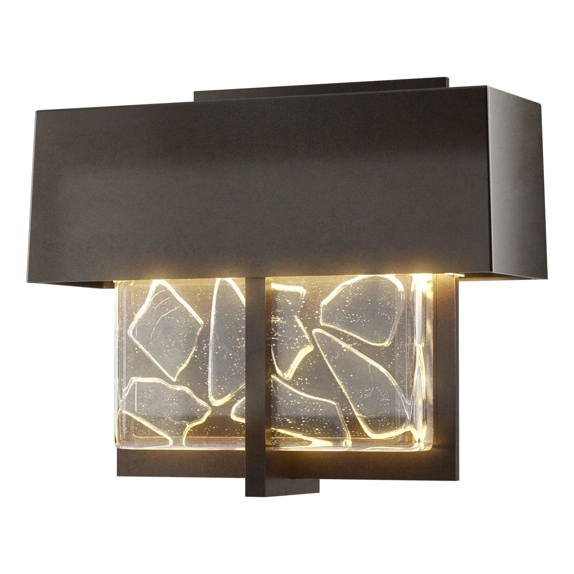 Shard Small LED Outdoor Sconce LED Clear Glass with Shards (YP) in Coastal Oil Rubbed Bronze