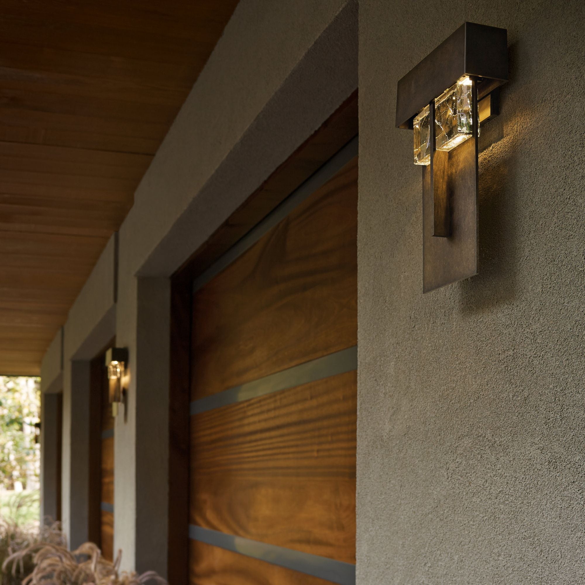 Shard Large LED Outdoor Sconce LED Clear Glass with Shards (YP) in Coastal Dark Smoke