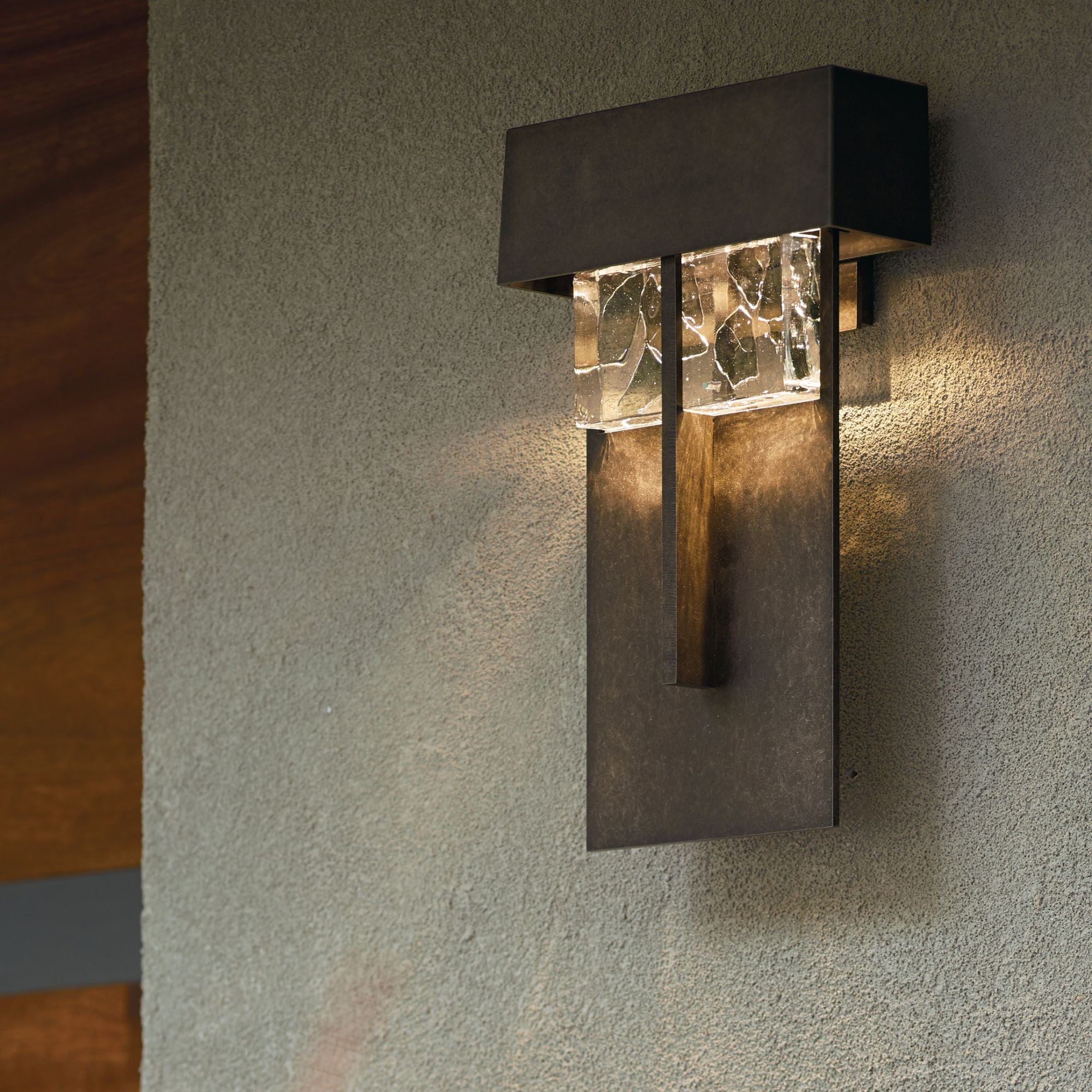 Shard Large LED Outdoor Sconce LED Clear Glass with Shards (YP) in Coastal Dark Smoke