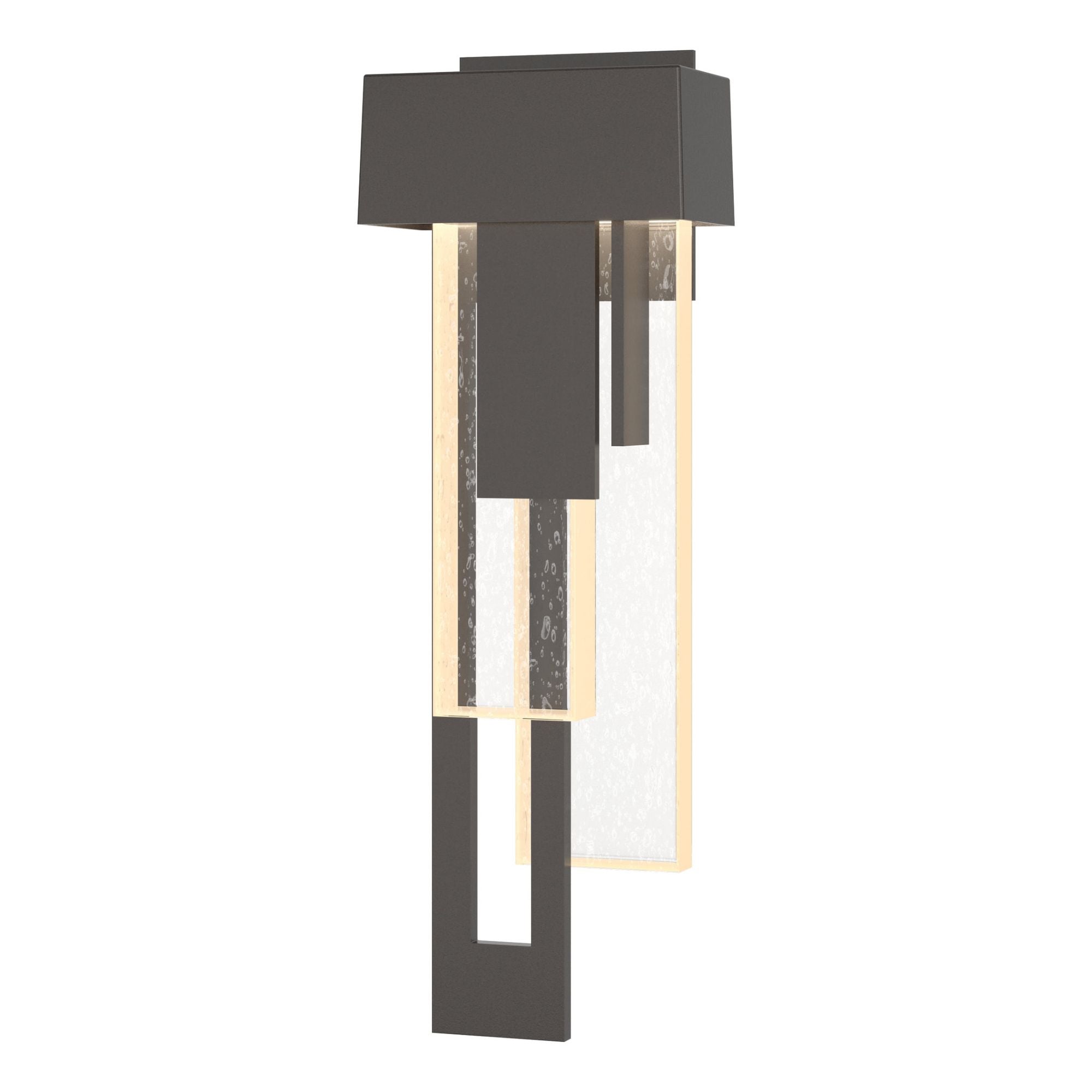 Rainfall LED Outdoor Sconce Left Facing LED Seeded Clear Glass (II) in Coastal Oil Rubbed Bronze