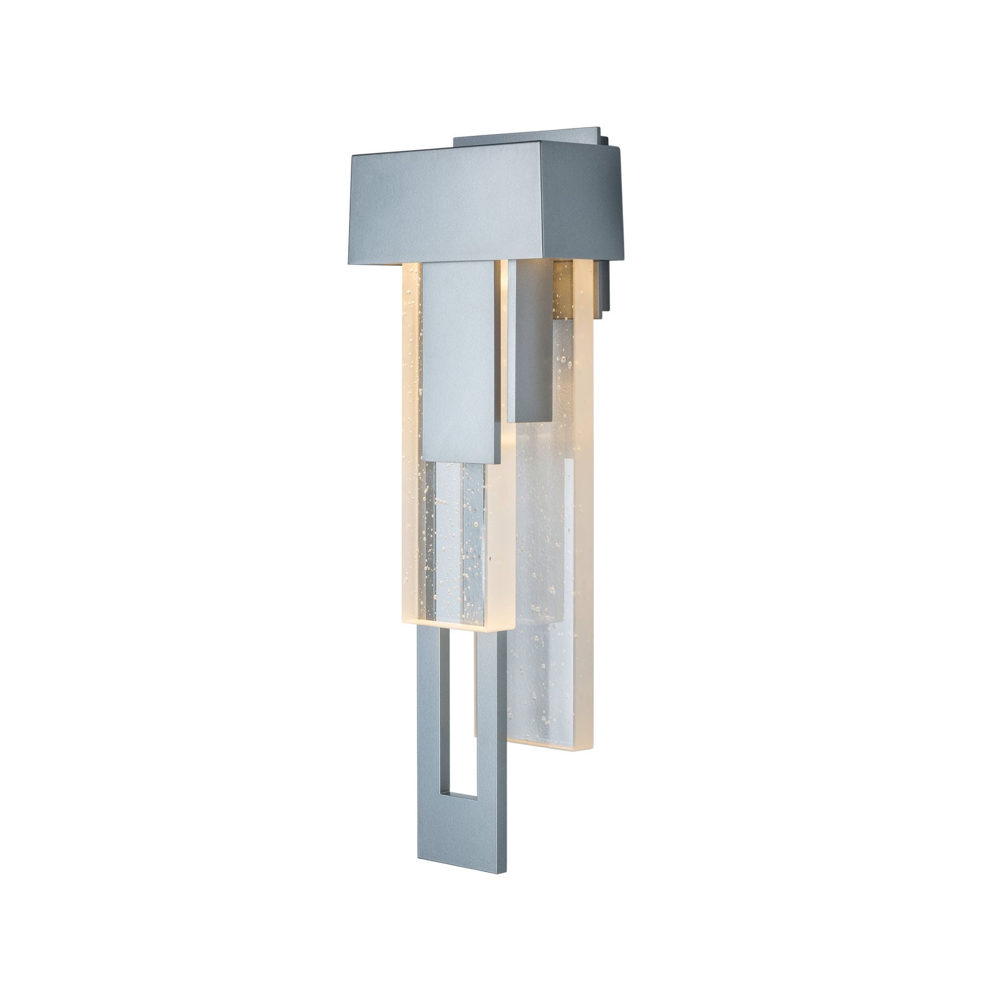 Rainfall LED Outdoor Sconce Left Facing LED Seeded Clear Glass (II) in Coastal Burnished Steel