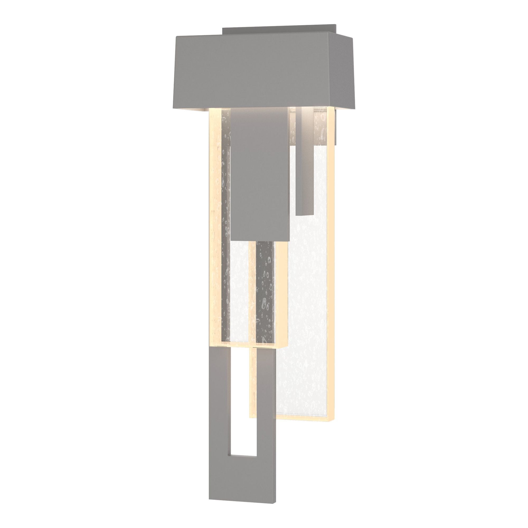 Rainfall LED Outdoor Sconce Left Facing LED Seeded Clear Glass (II) in Coastal Burnished Steel