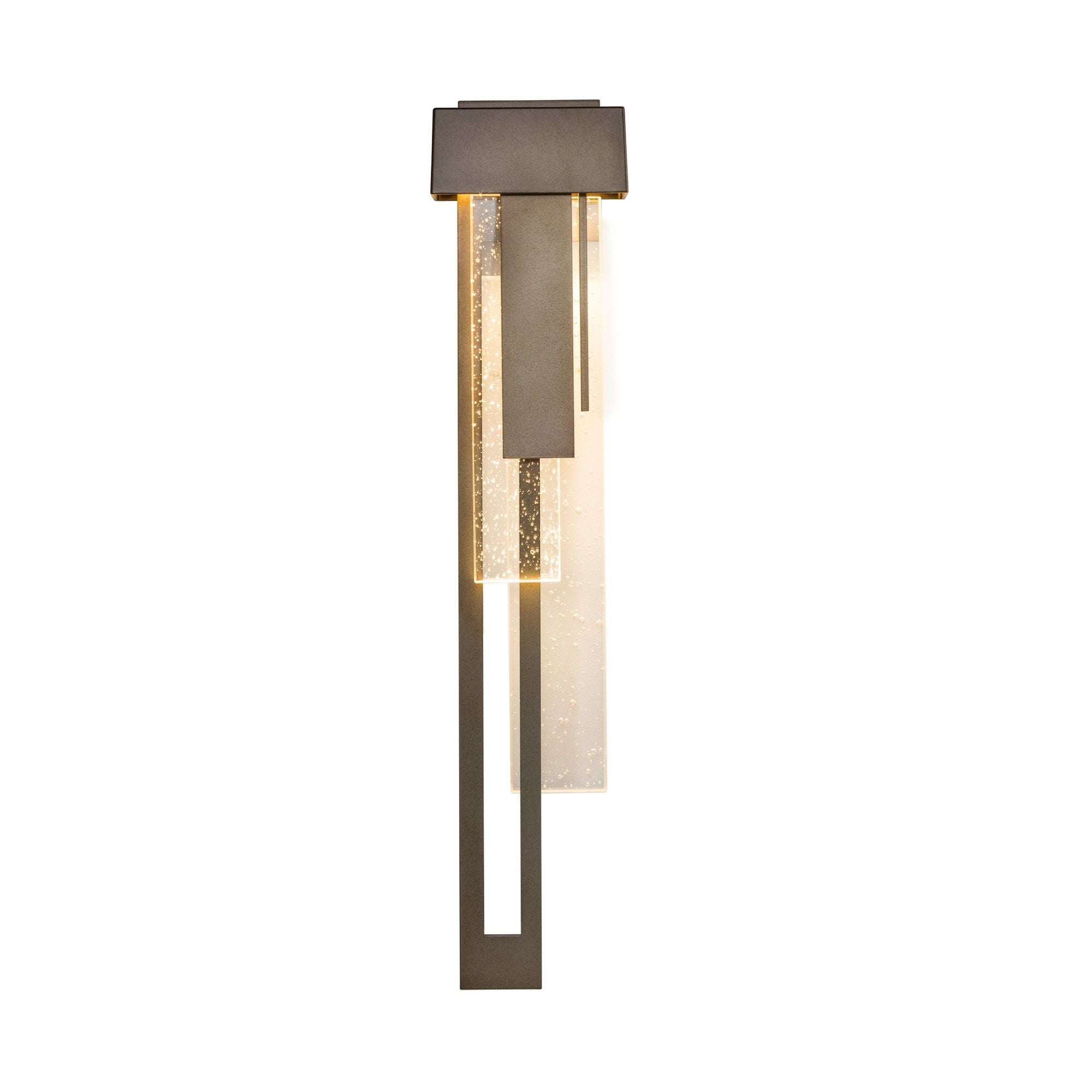Rainfall Large LED Outdoor Sconce Left Facing LED Seeded Clear Glass (II) in Coastal Dark Smoke