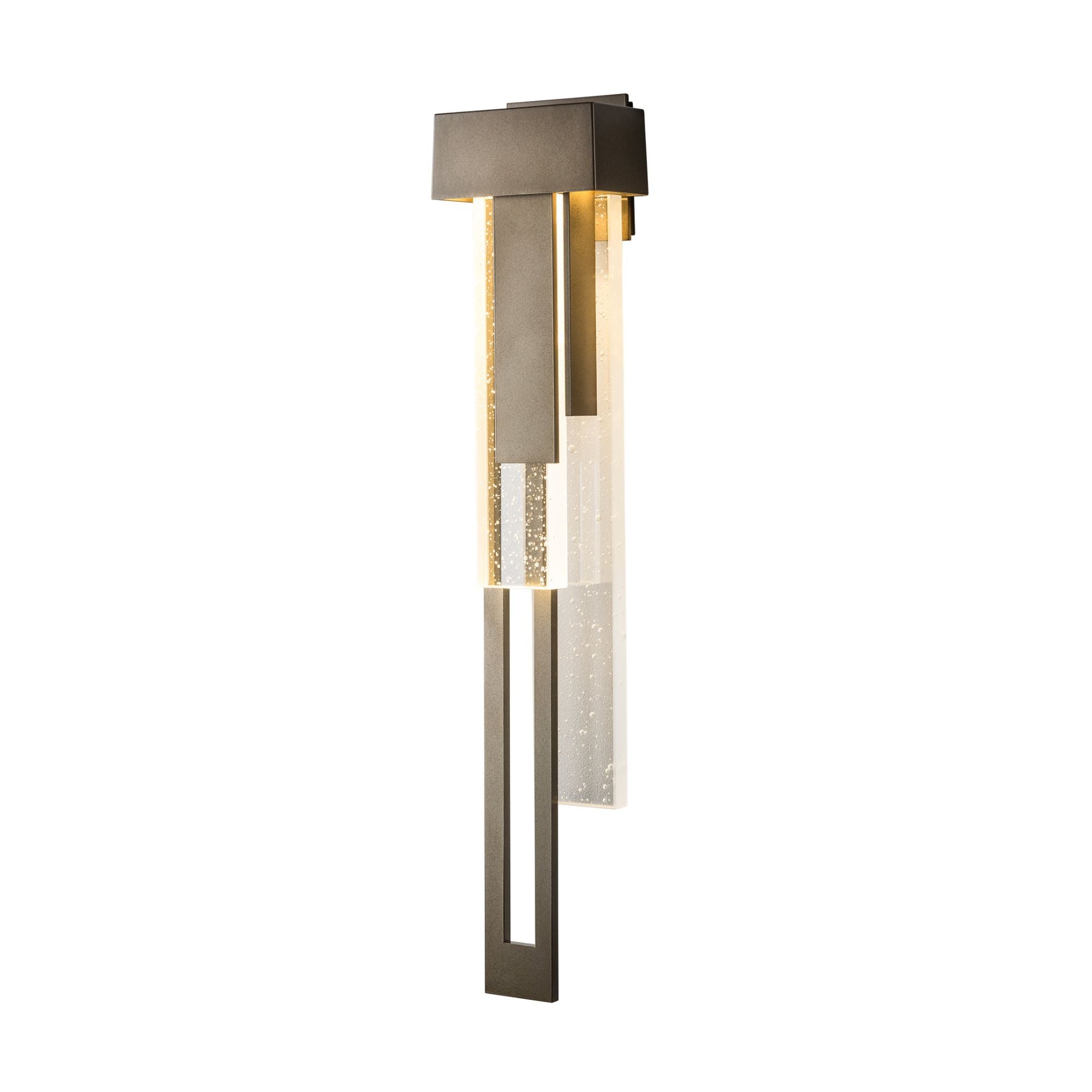 Rainfall Large LED Outdoor Sconce Left Facing LED Seeded Clear Glass (II) in Coastal Dark Smoke