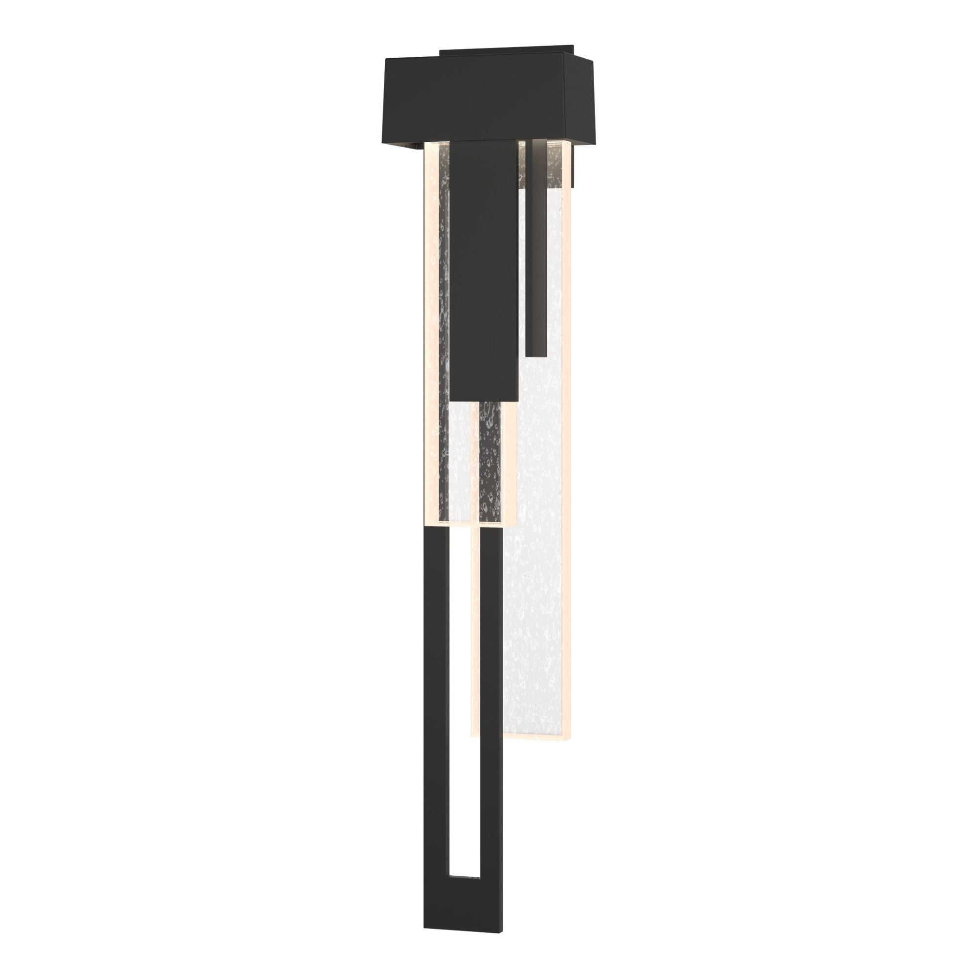 Rainfall Large LED Outdoor Sconce Left Facing LED Seeded Clear Glass (II) in Coastal Black