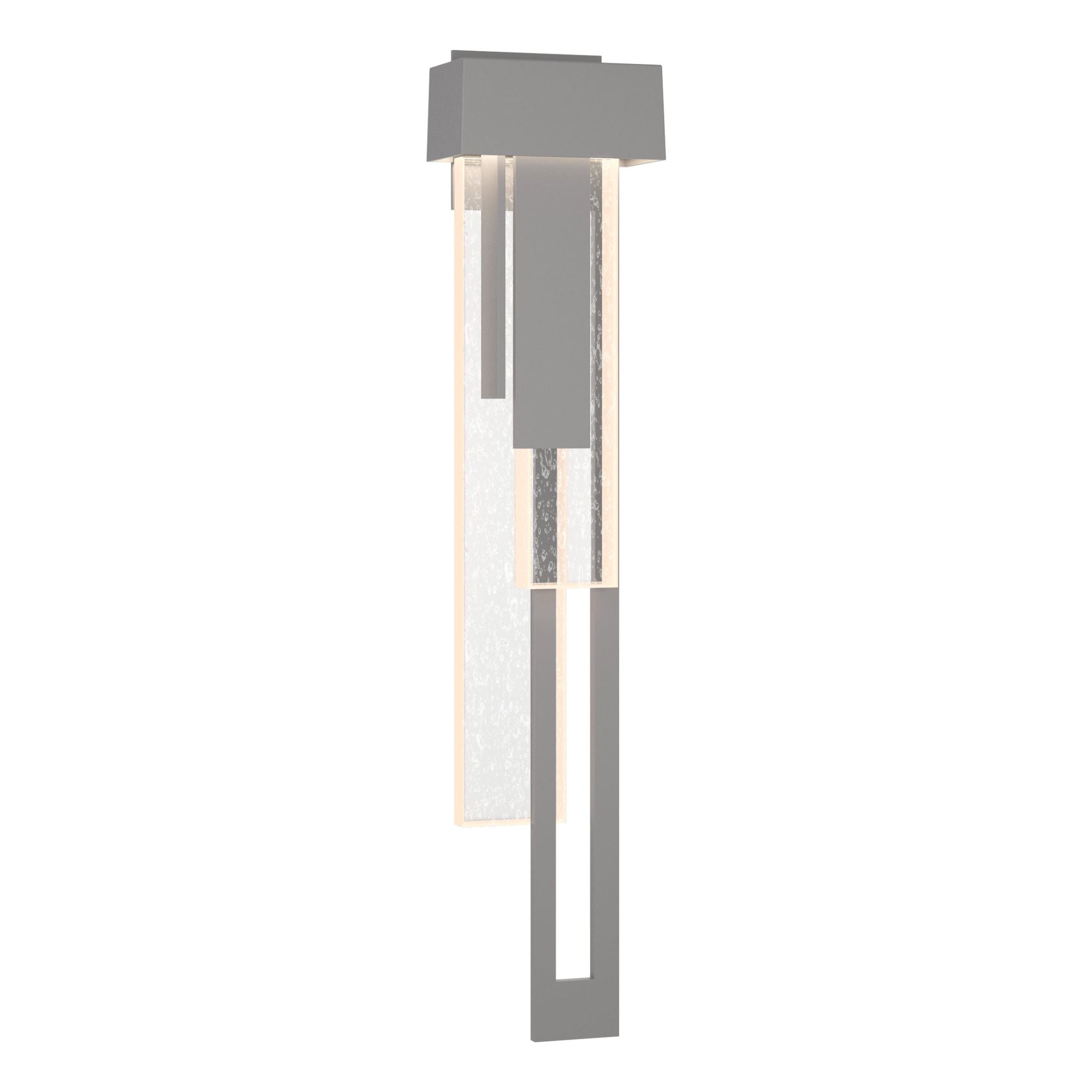 Rainfall Large LED Outdoor Sconce Right Facing LED Seeded Clear Glass (II) in Coastal Burnished Steel