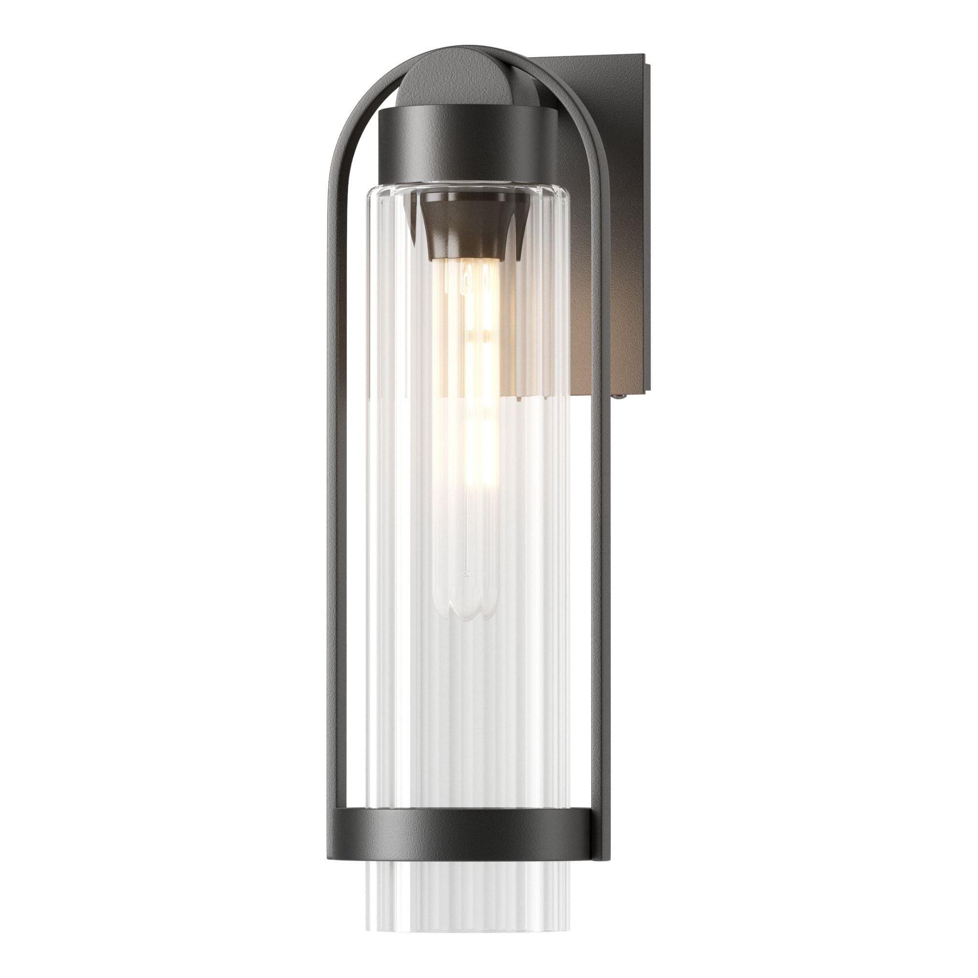 Alcove Medium Outdoor Sconce 1-Light Clear Glass (ZM) in Coastal Black