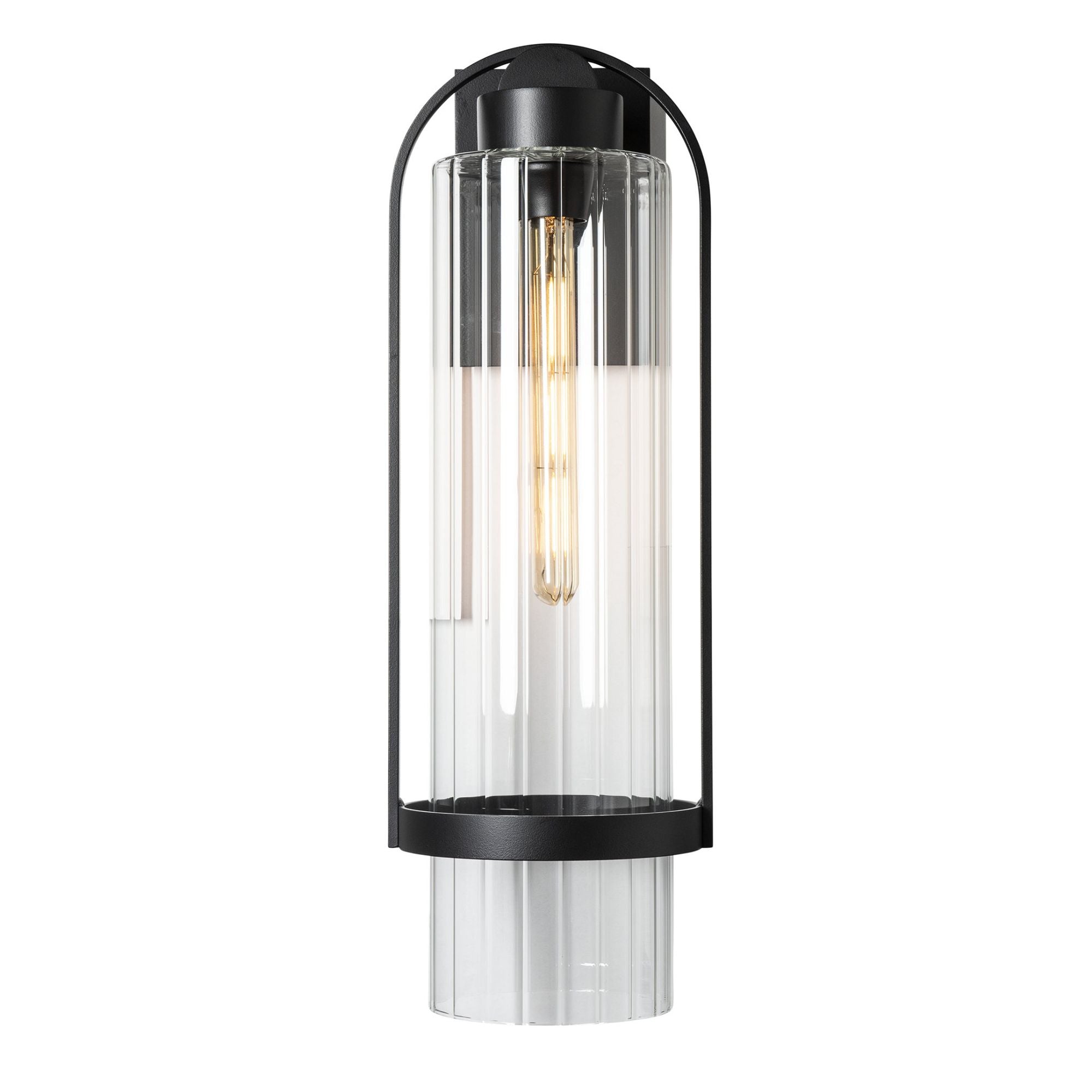 Alcove Large Outdoor Sconce 1-Light Clear Glass (ZM) in Coastal Black