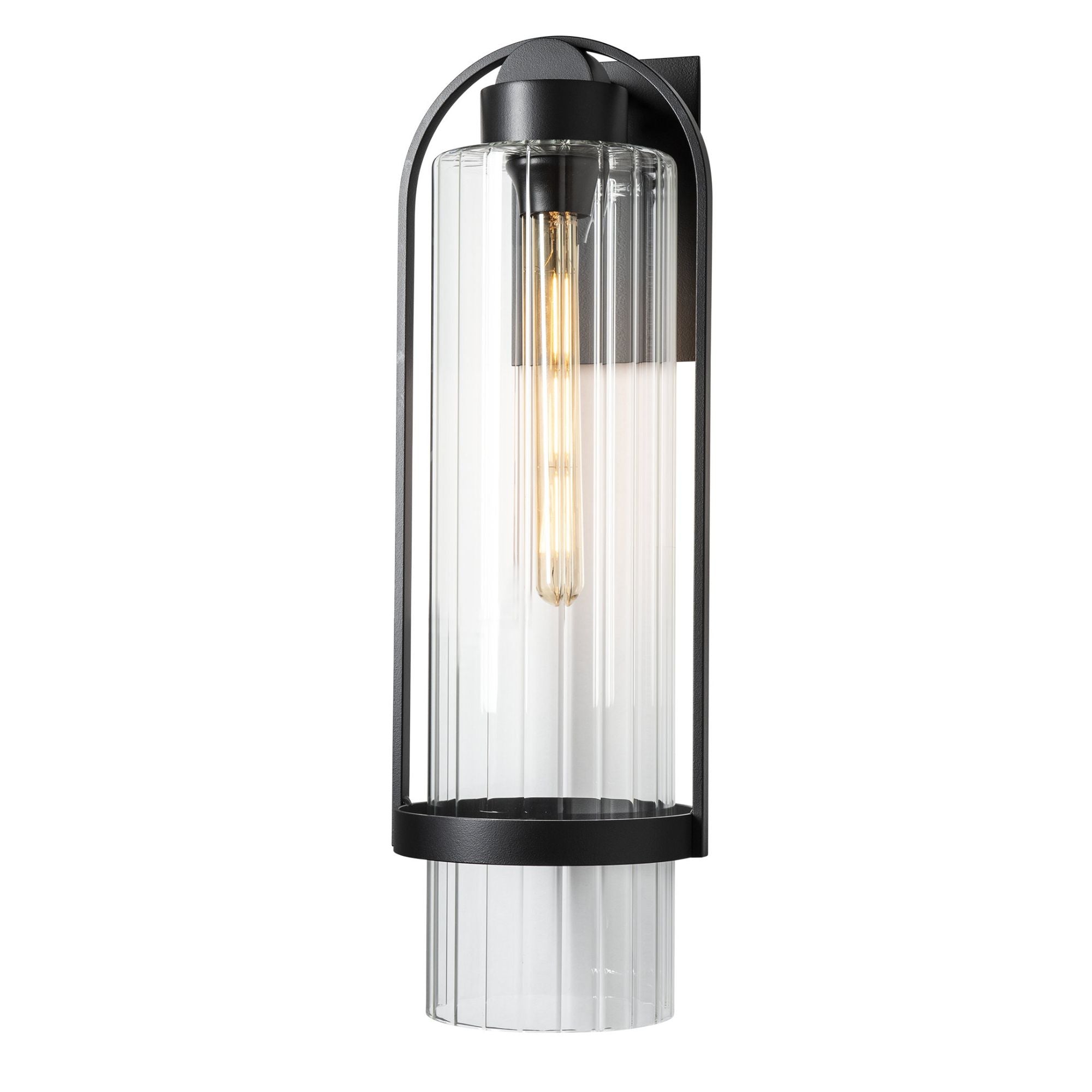 Alcove Large Outdoor Sconce 1-Light Clear Glass (ZM) in Coastal Black