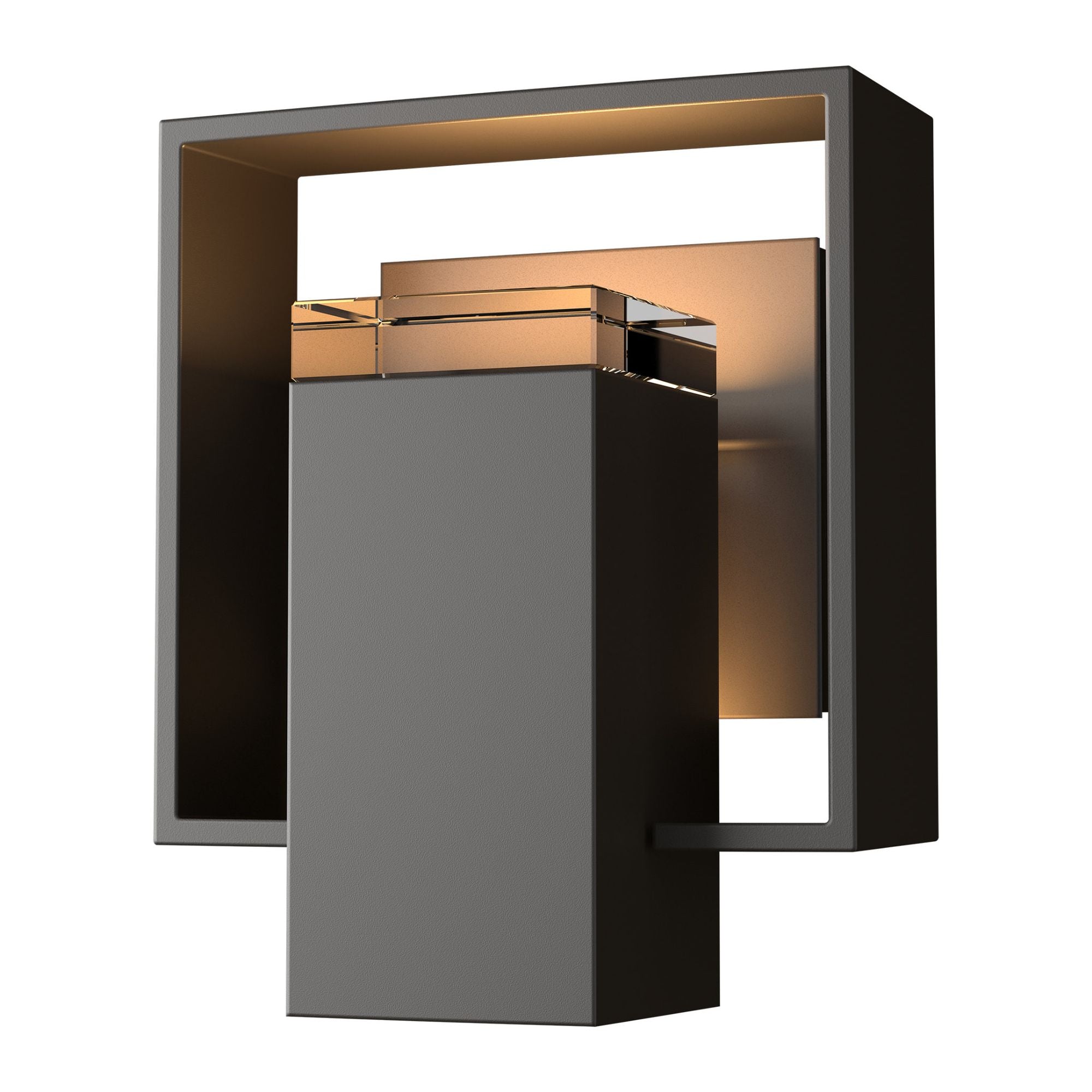 Shadow Box Small Outdoor Sconce 1-Light Coastal Dark Smoke Accent Clear Glass (ZM) in Coastal Oil Rubbed Bronze