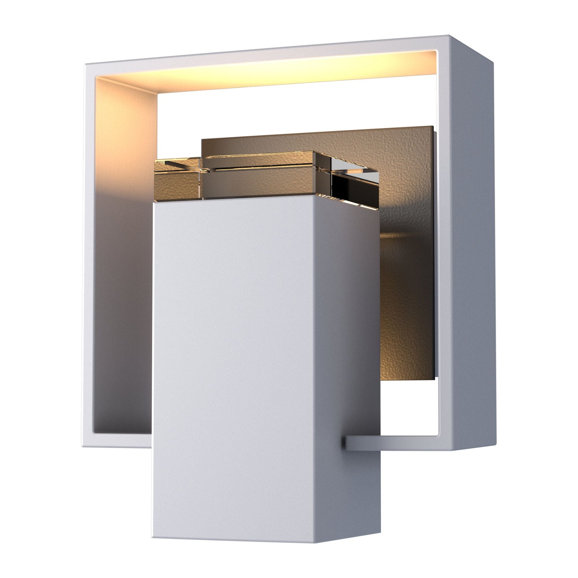 Shadow Box Small Outdoor Sconce 1-Light Coastal Black Accent Clear Glass (ZM) in Coastal Burnished Steel