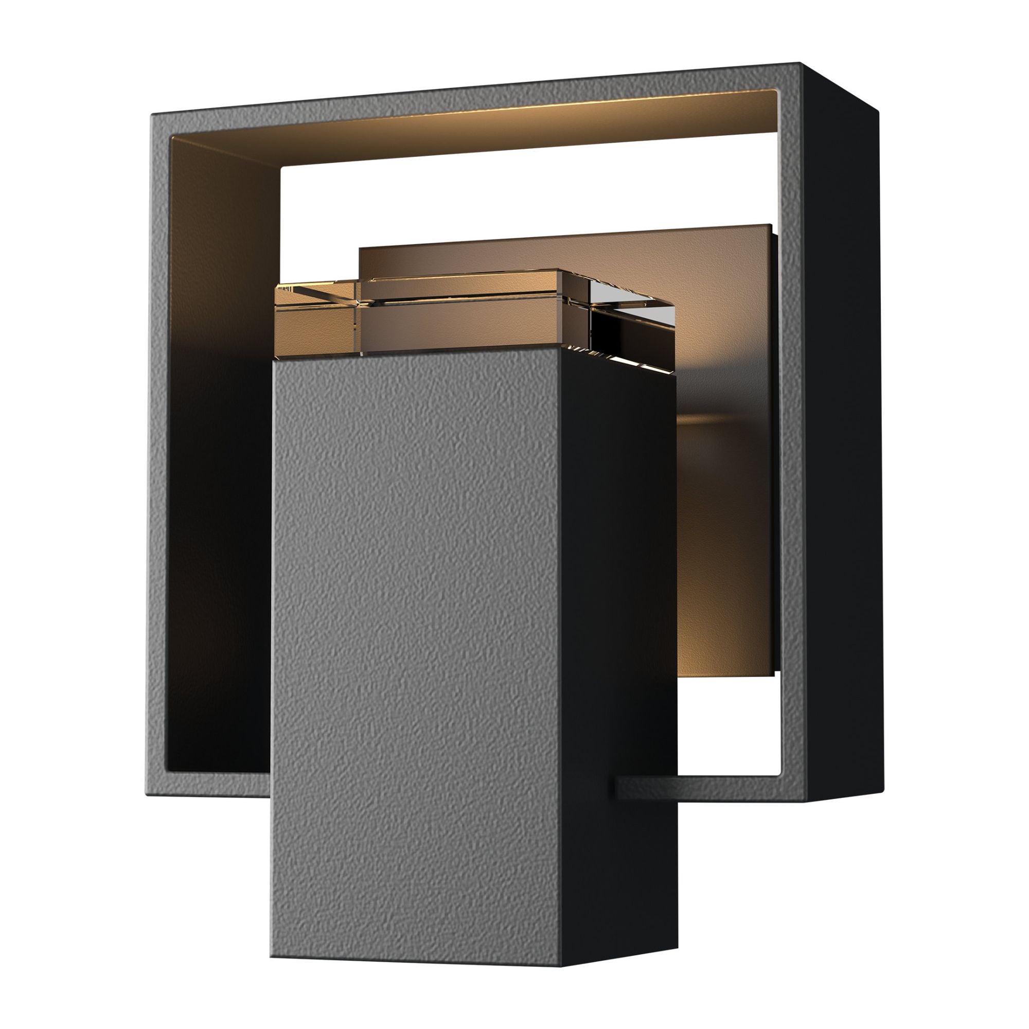 Shadow Box Small Outdoor Sconce 1-Light Coastal Oil Rubbed Bronze Accent Clear Glass (ZM) in Coastal Black