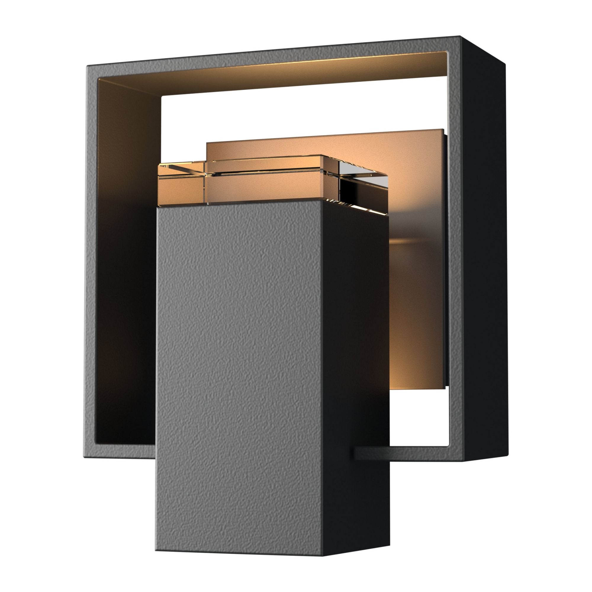 Shadow Box Small Outdoor Sconce 1-Light Coastal Dark Smoke Accent Clear Glass (ZM) in Coastal Black