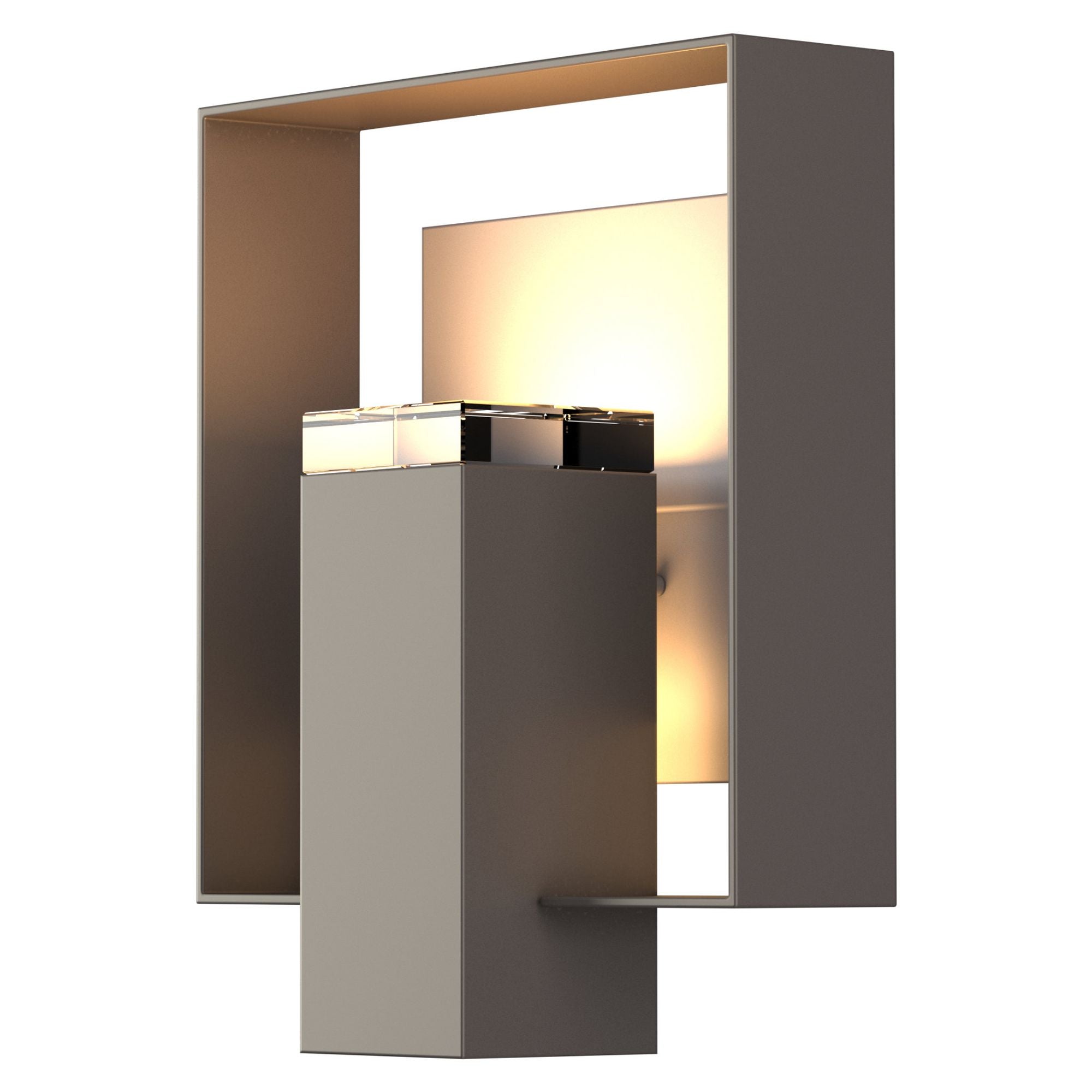 Shadow Box Outdoor Sconce 1-Light Coastal Burnished Steel Accent Clear Glass (ZM) in Coastal Dark Smoke