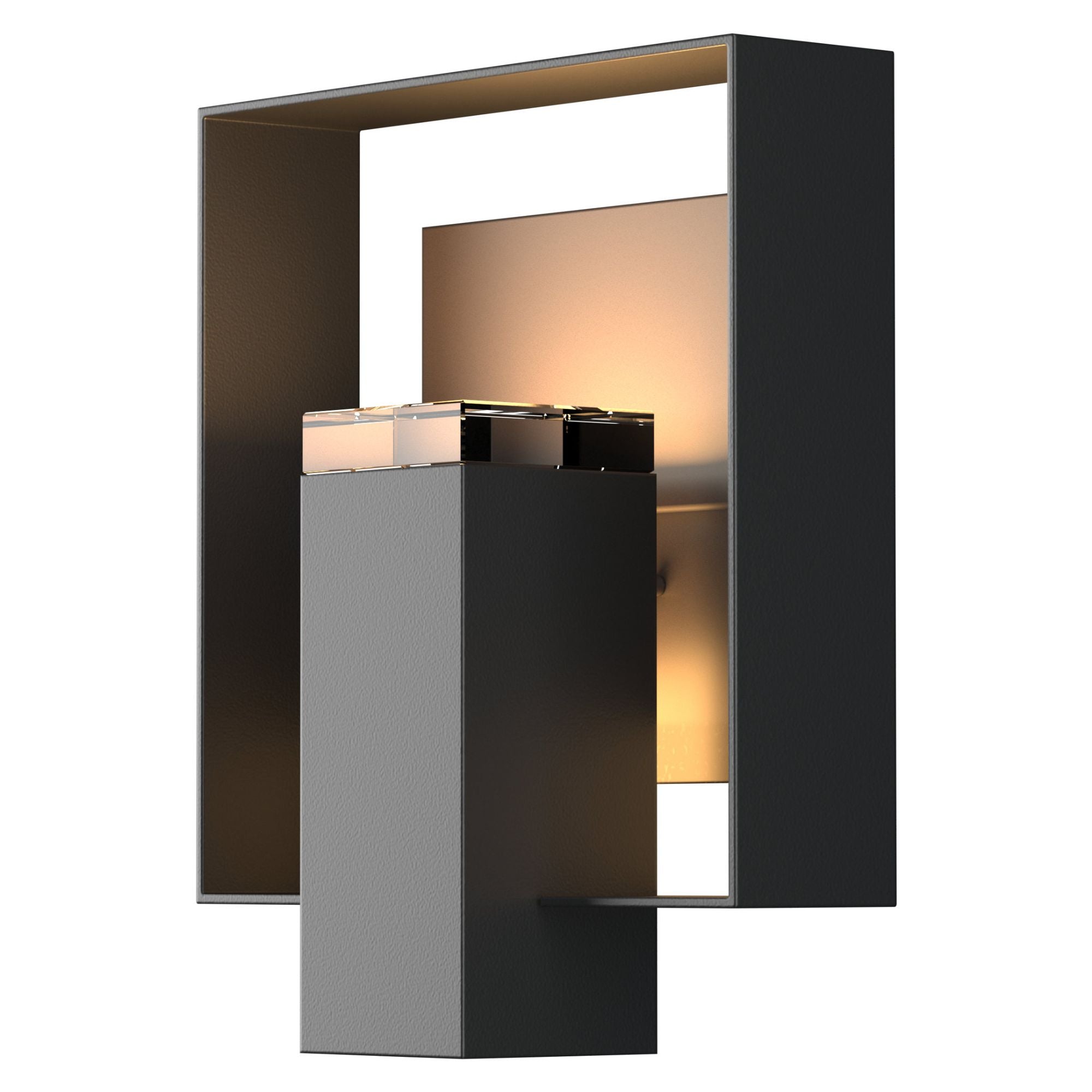 Shadow Box Outdoor Sconce 1-Light Coastal Dark Smoke Accent Clear Glass (ZM) in Coastal Black