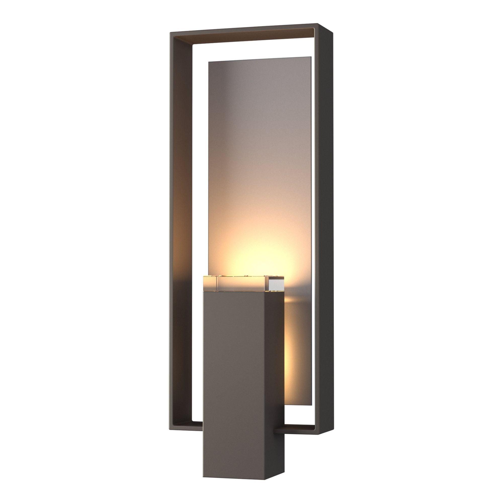 Shadow Box Large Outdoor Sconce 2-Light Coastal Burnished Steel Accent Clear Glass (ZM) in Coastal Dark Smoke