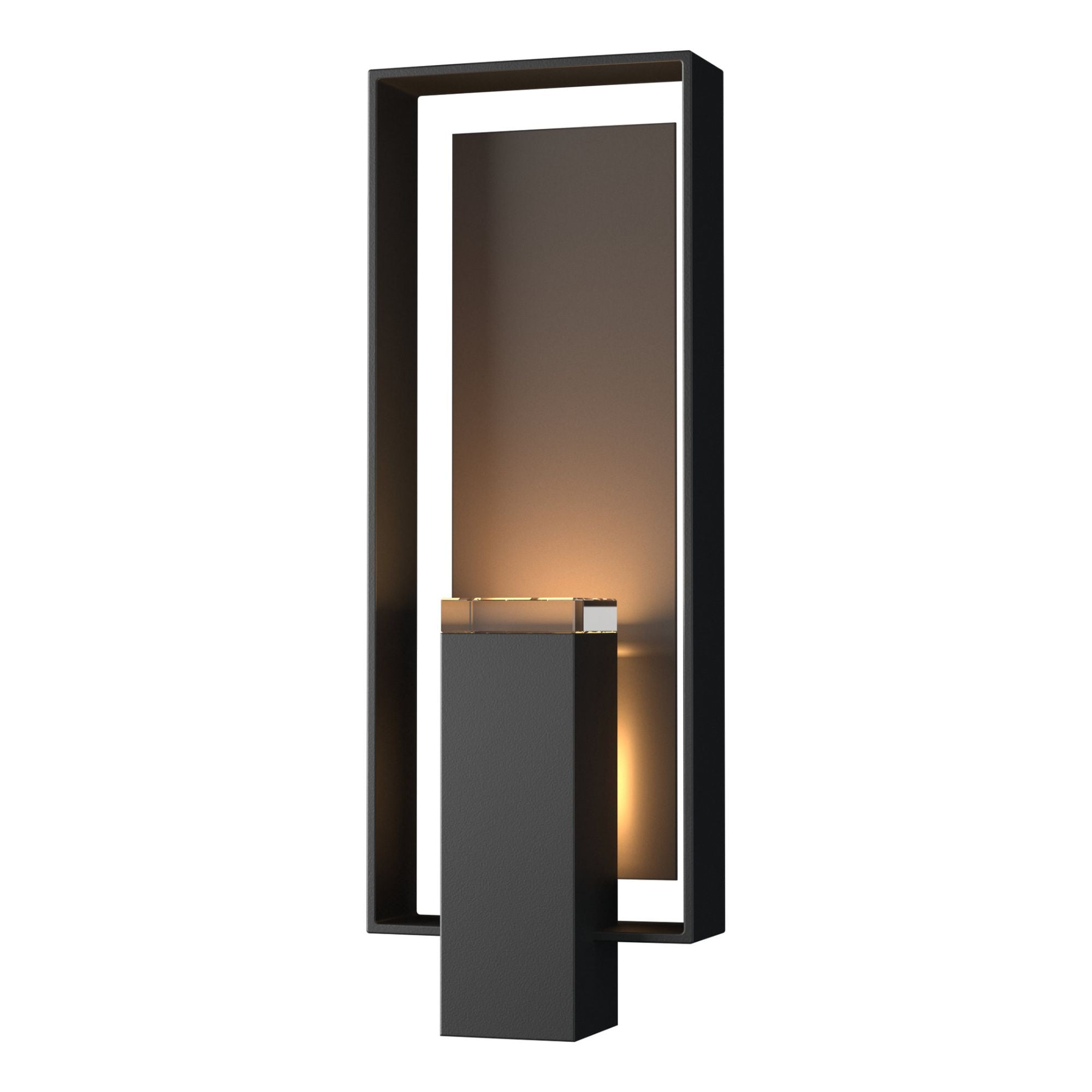 Shadow Box Large Outdoor Sconce 2-Light Coastal Dark Smoke Accent Clear Glass (ZM) in Coastal Black